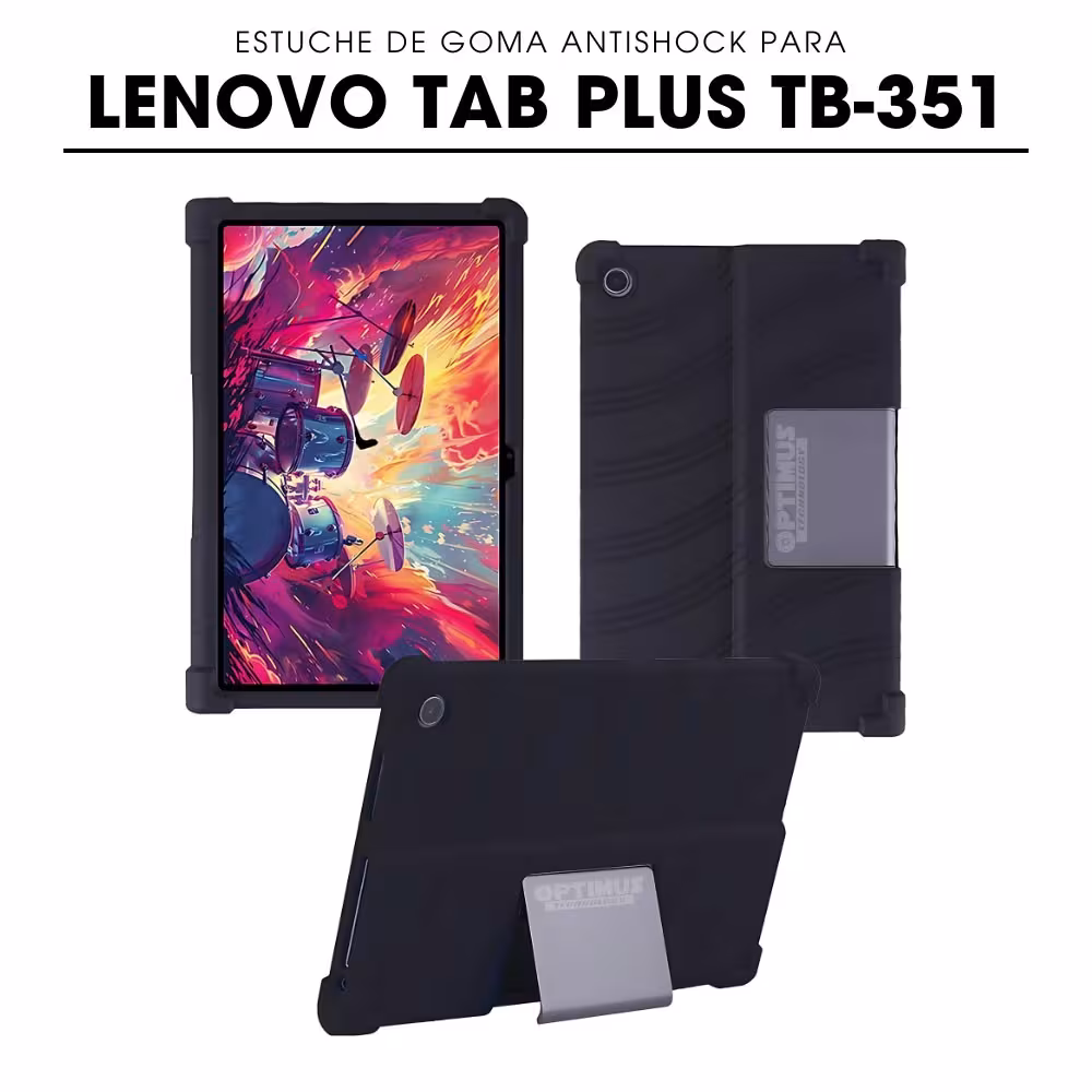 Combo Estuche de Goma Negro Vidrio Templado y Teclado 2 en 1 para Lenovo Tab Plus 11,5 pulgadas 2024