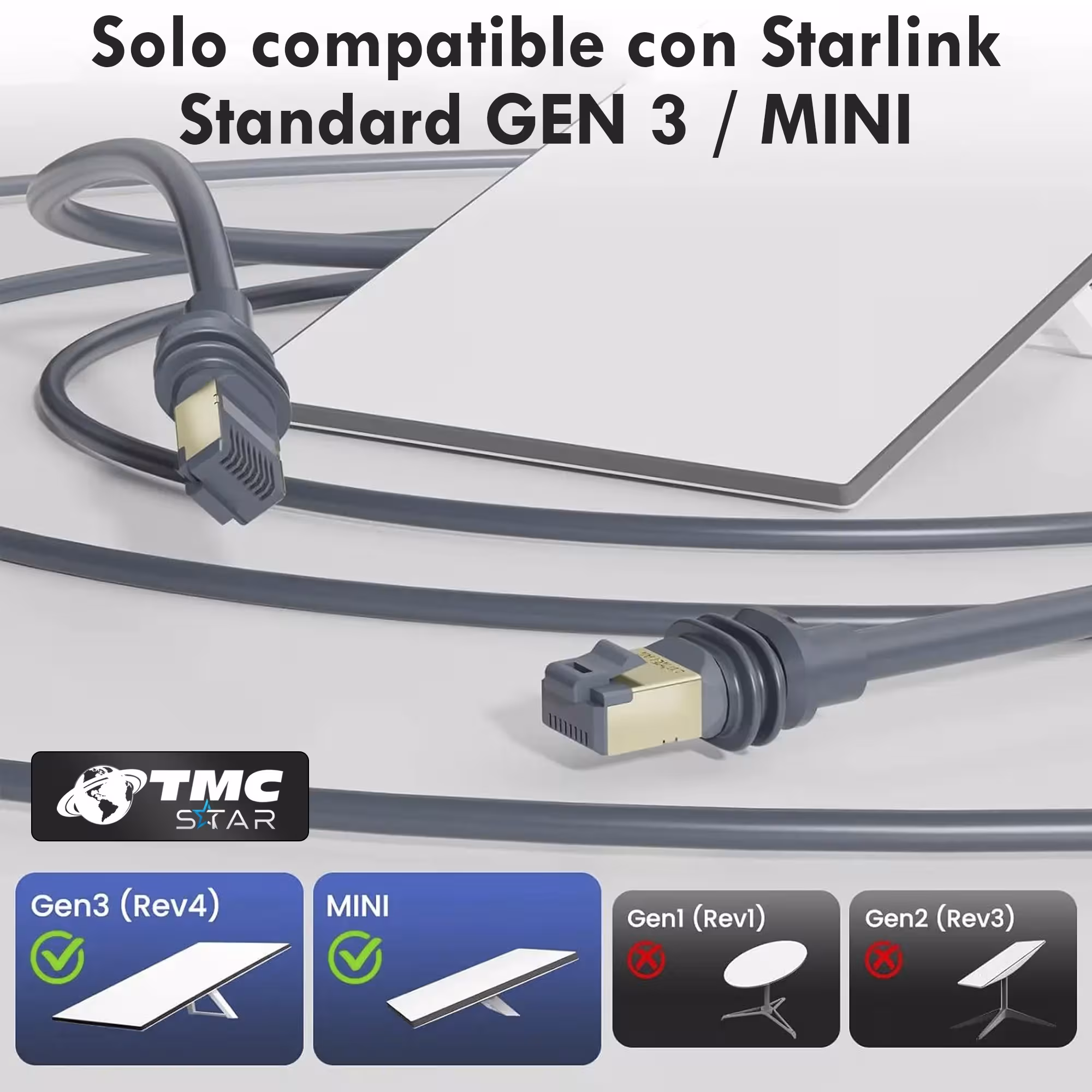 Cable De 15 Metros Para Starlink Standard GEN 3 / V4 / MINI - Alta Velocidad y Resistencia