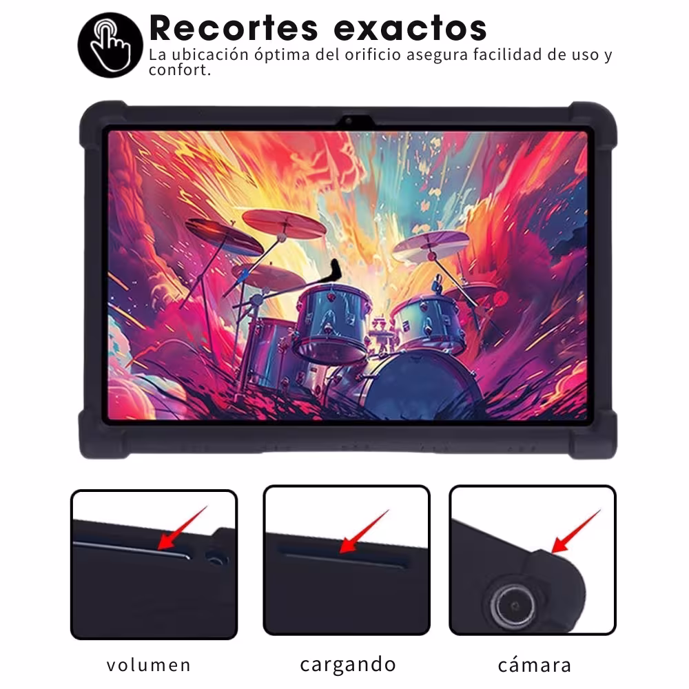 Combo Estuche De Goma Negro Y Vidrio Templado Para Lenovo Tab Plus 11,5 pulgadas 2024 TB351FU