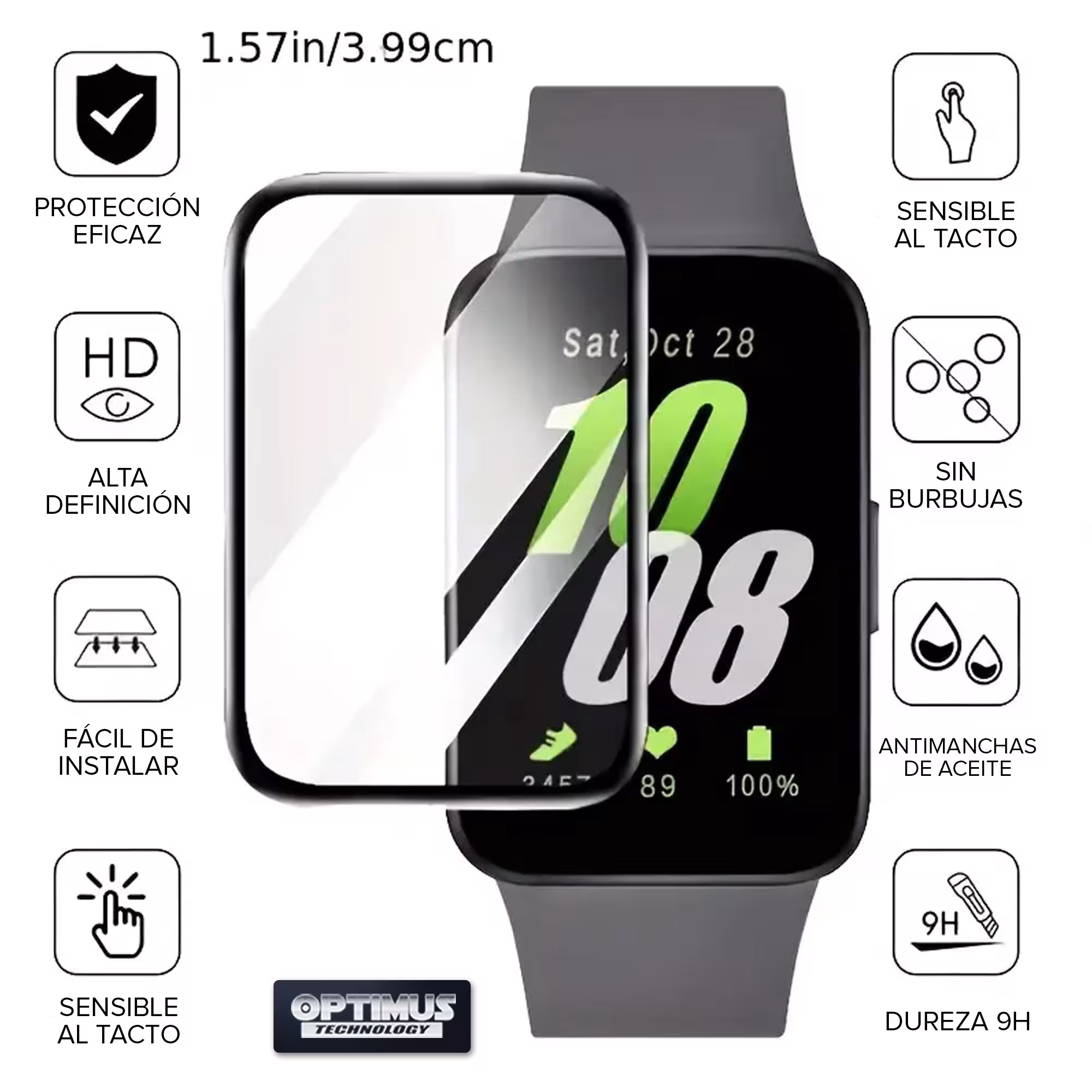 Vidrio Templado Protector de pantalla Nanoglass Para Samsung Galaxy Fit 3