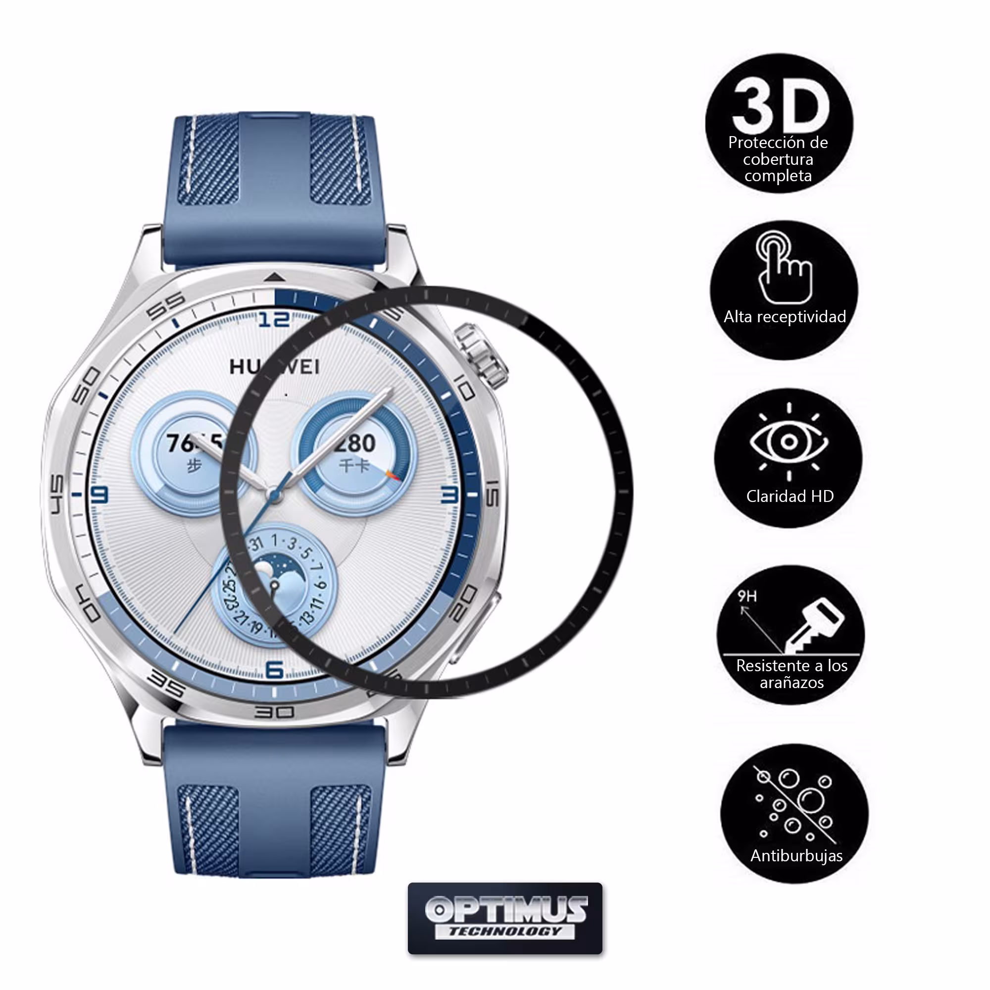 Vidrio Templado Protector de Pantalla Nanoglass Para Huawei Watch Gt5 46Mm