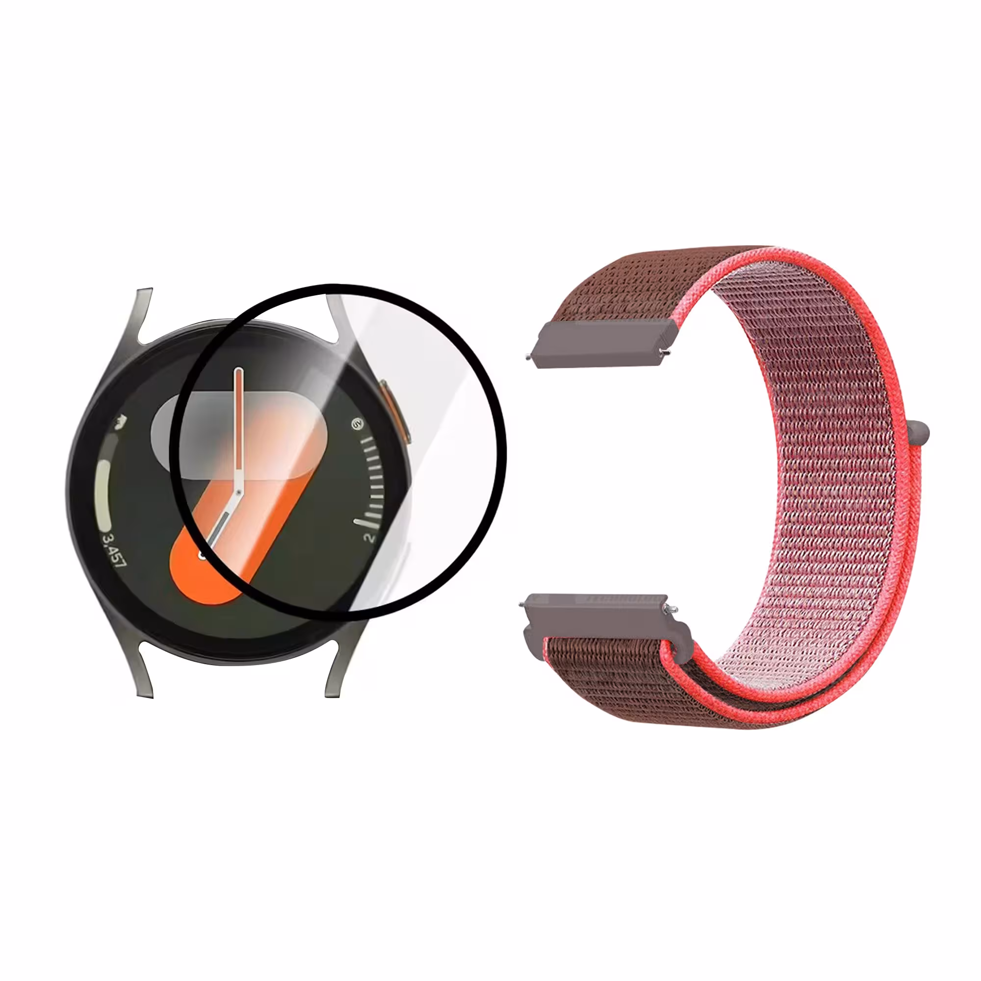 KIT Correa tipo velcro y Vidrio templado cerámico para Reloj Smartwatch Samsung Galaxy Watch 7 44mm