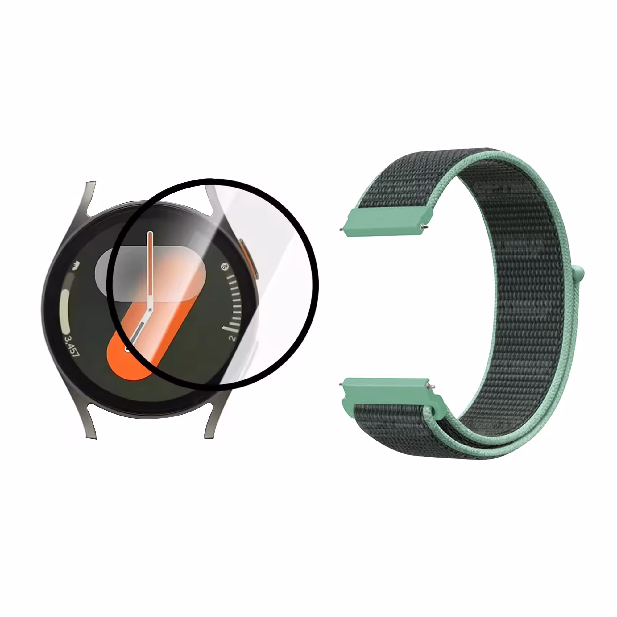 KIT Correa tipo velcro y Vidrio templado cerámico para Reloj Smartwatch Samsung Galaxy Watch 7 44mm