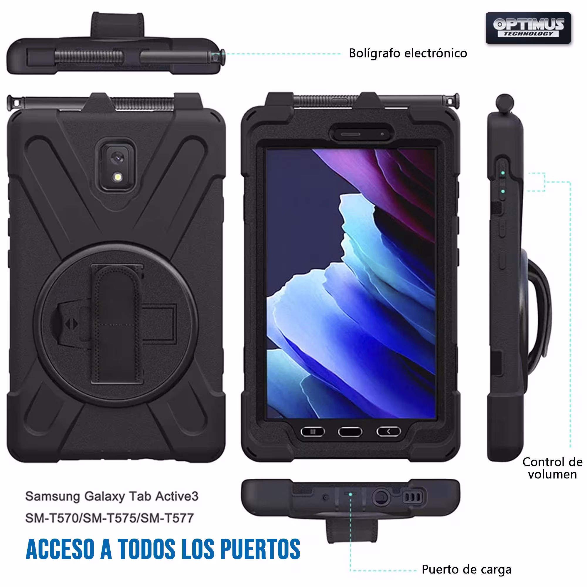 Estuche de Correa con soporte de 360° Para Samsung Galaxy Tab Active3 8 pulgadas SM-T575 / SM-T570