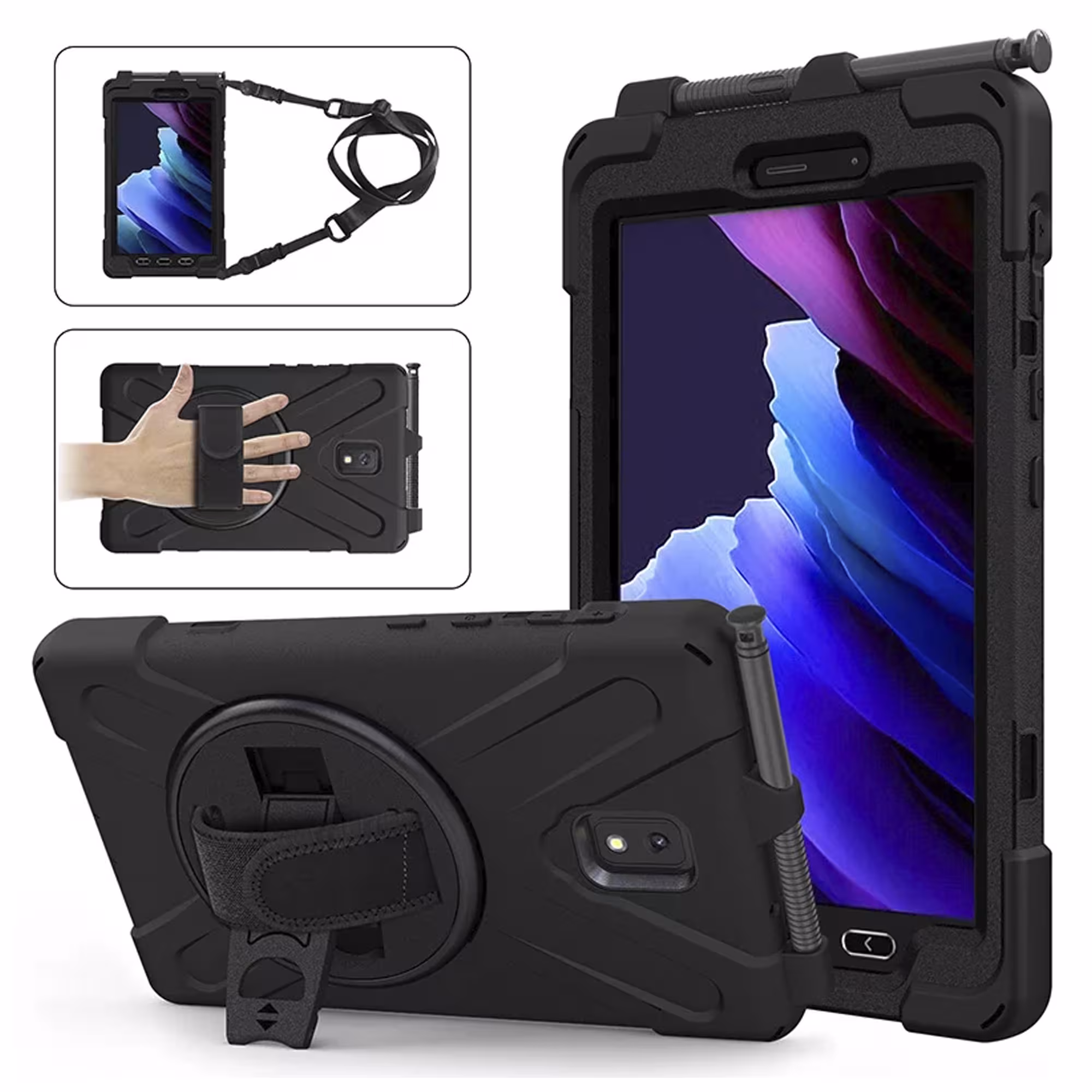 Estuche de Correa con soporte de 360° Para Samsung Galaxy Tab Active3 8 pulgadas SM-T575 / SM-T570