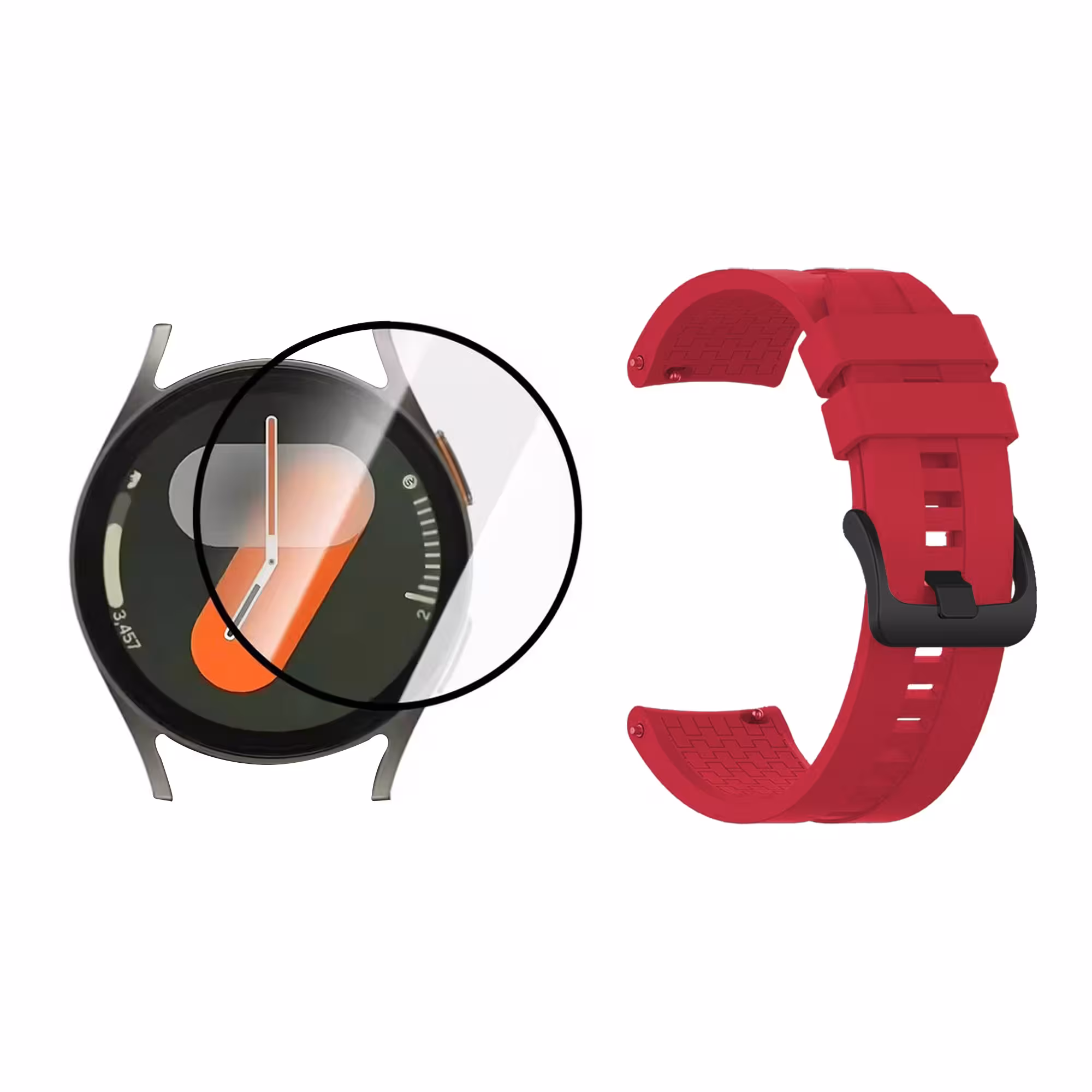 Kit Pulso goma de colores y vidrio nanoglass cerámico para Reloj Samsung Galaxy Watch 7 40mm
