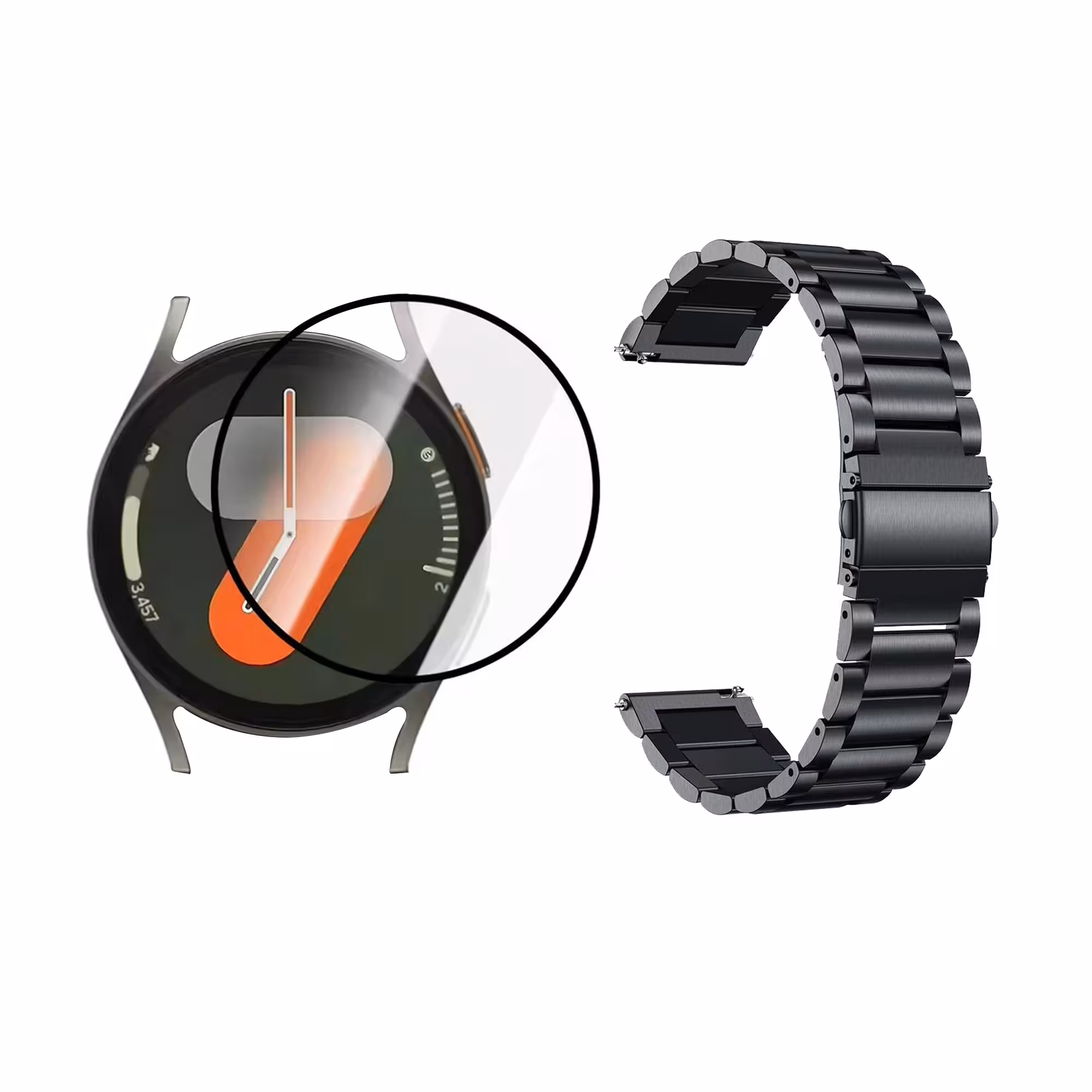 Kit Pulso de metal Acero Inoxidable Y Vidrio Templado Nanoglass Protector Para Reloj Samsung Galaxy Watch7 40mm
