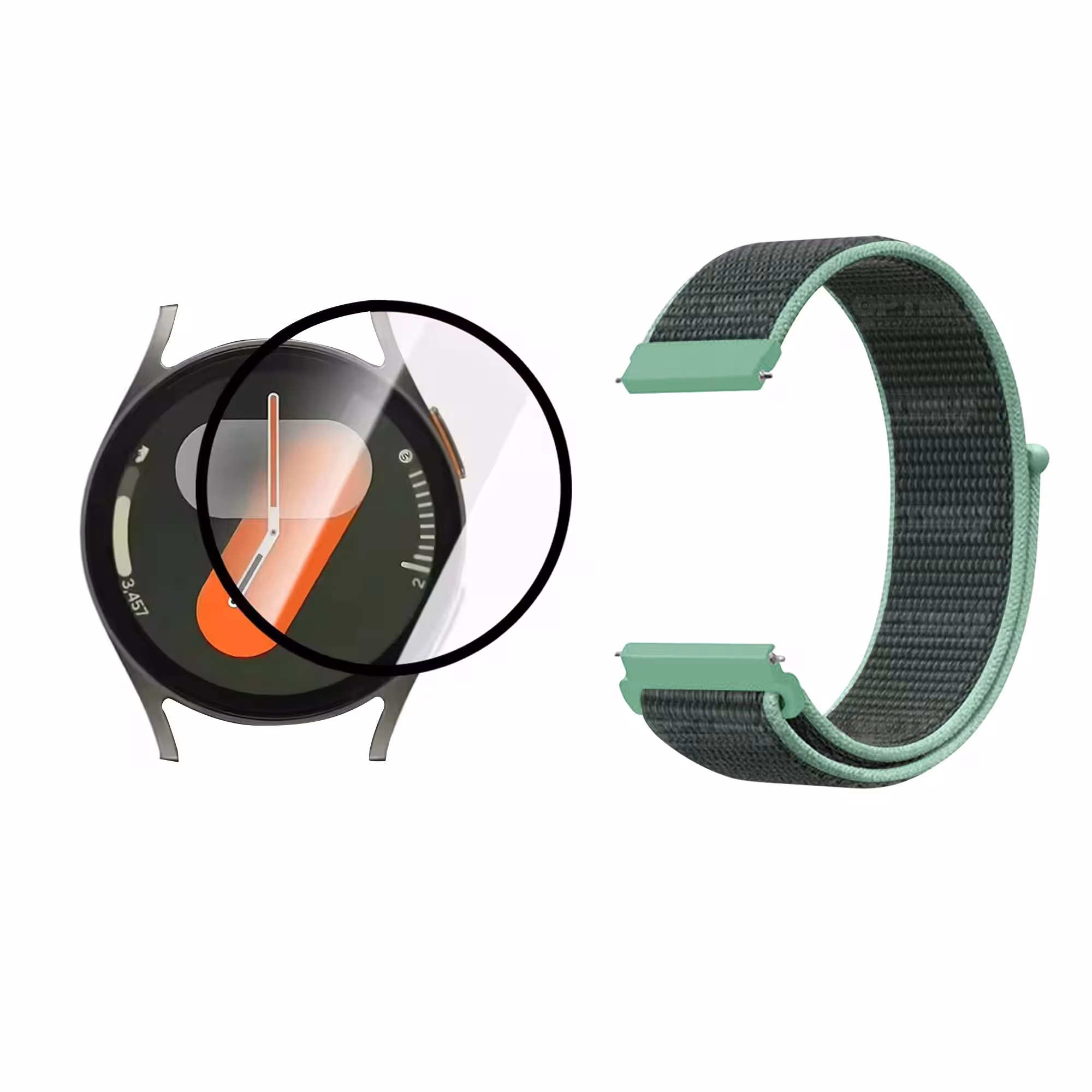 KIT Correa pulso velcro Nailon y Vidrio templado Nanoglass para Reloj Smartwatch Samsung Galaxy Watch7 40mm