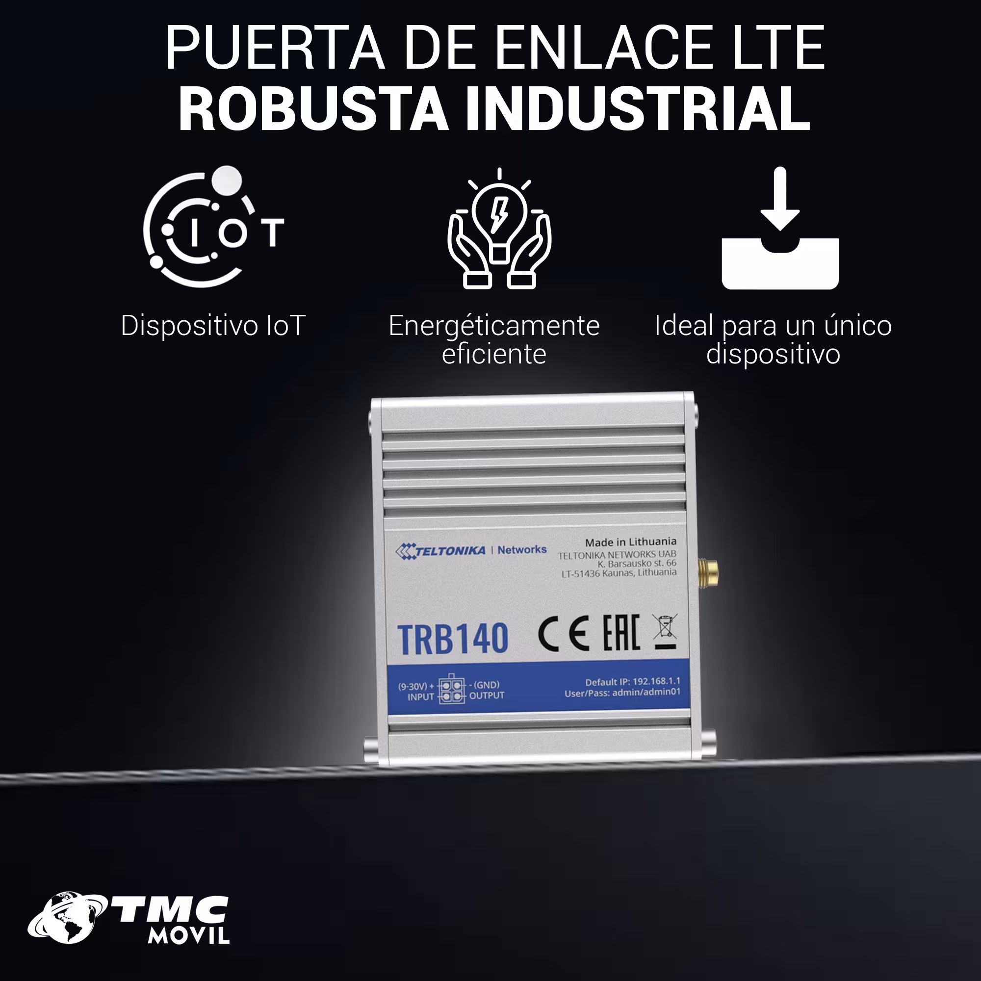 Puerta de enlace Teltonika TRB140 Cat 4 Ethernet Gigabit alta velocidad | Gateway LTE industrial
