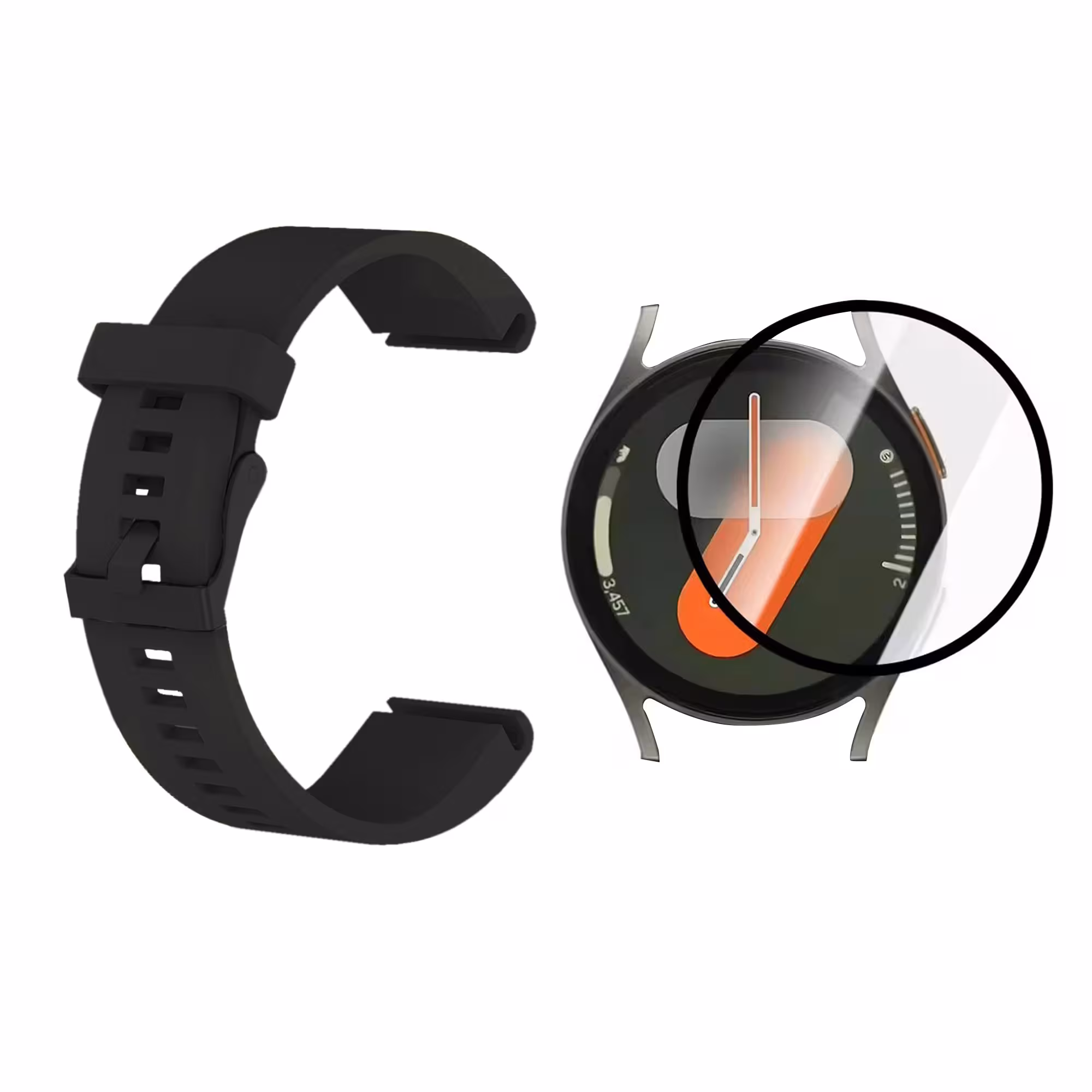 Combo Correa Pulso de Goma con Vidrio Templado Nanoglass para Samsung Galaxy Watch 7 44mm