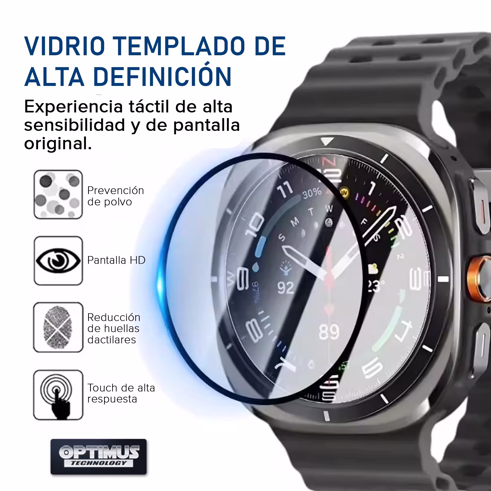 Combo Correa Pulso de Goma con Vidrio Templado Nanoglass para Samsung Galaxy Watch 7 44mm