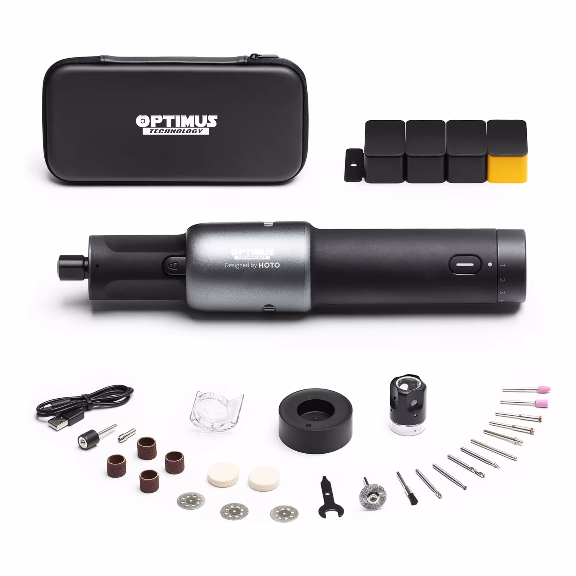 Kit de Herramientas Rotativas HOTO 35 en 1 Inalámbrica 4V | Herramienta eléctrica multiusos para lijar pulir taladrar tallar
