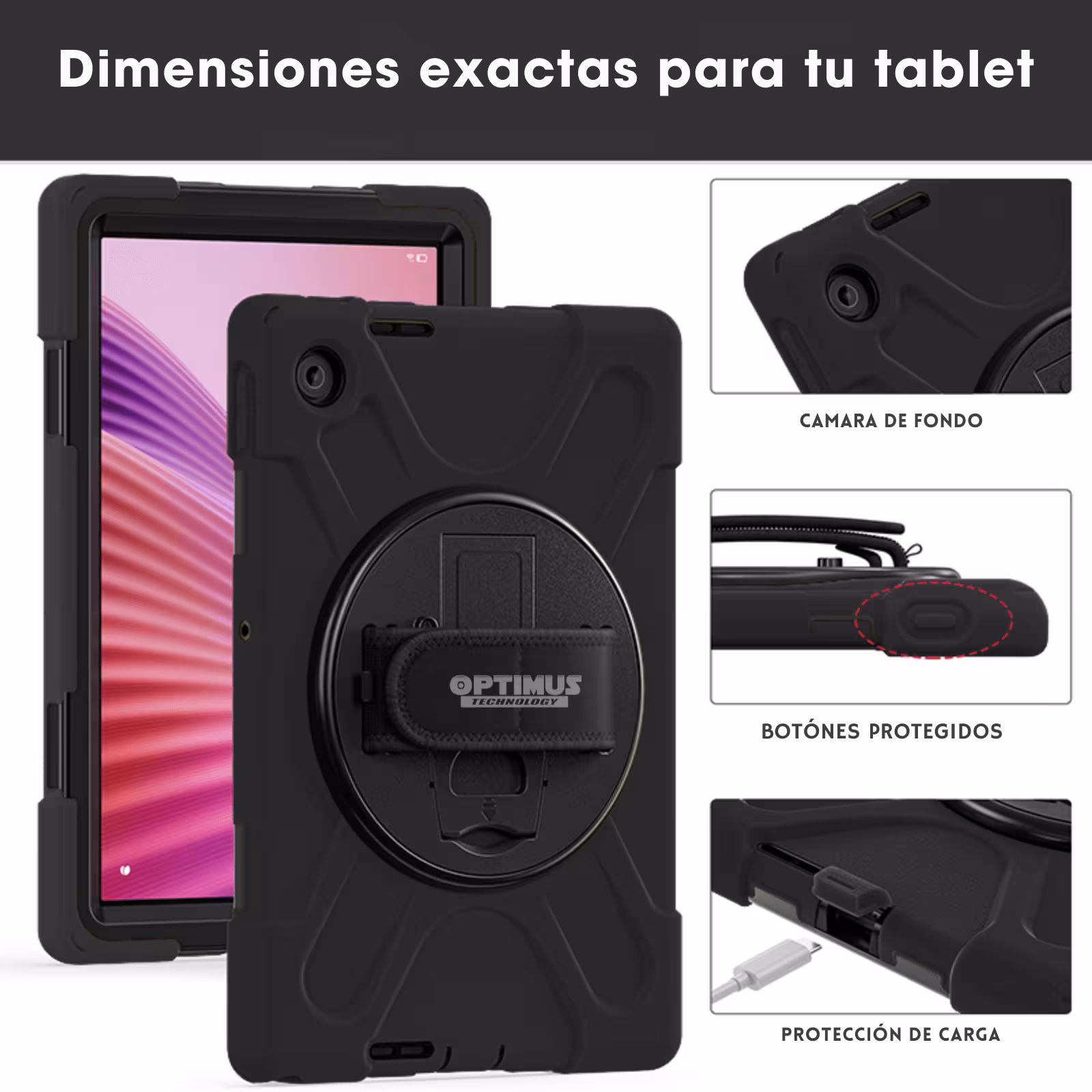 Estuche De Correa Negro 360 4 Capas Para Lenovo Tab 10.1" Pulgadas Tb-311FU / TB-311 v2