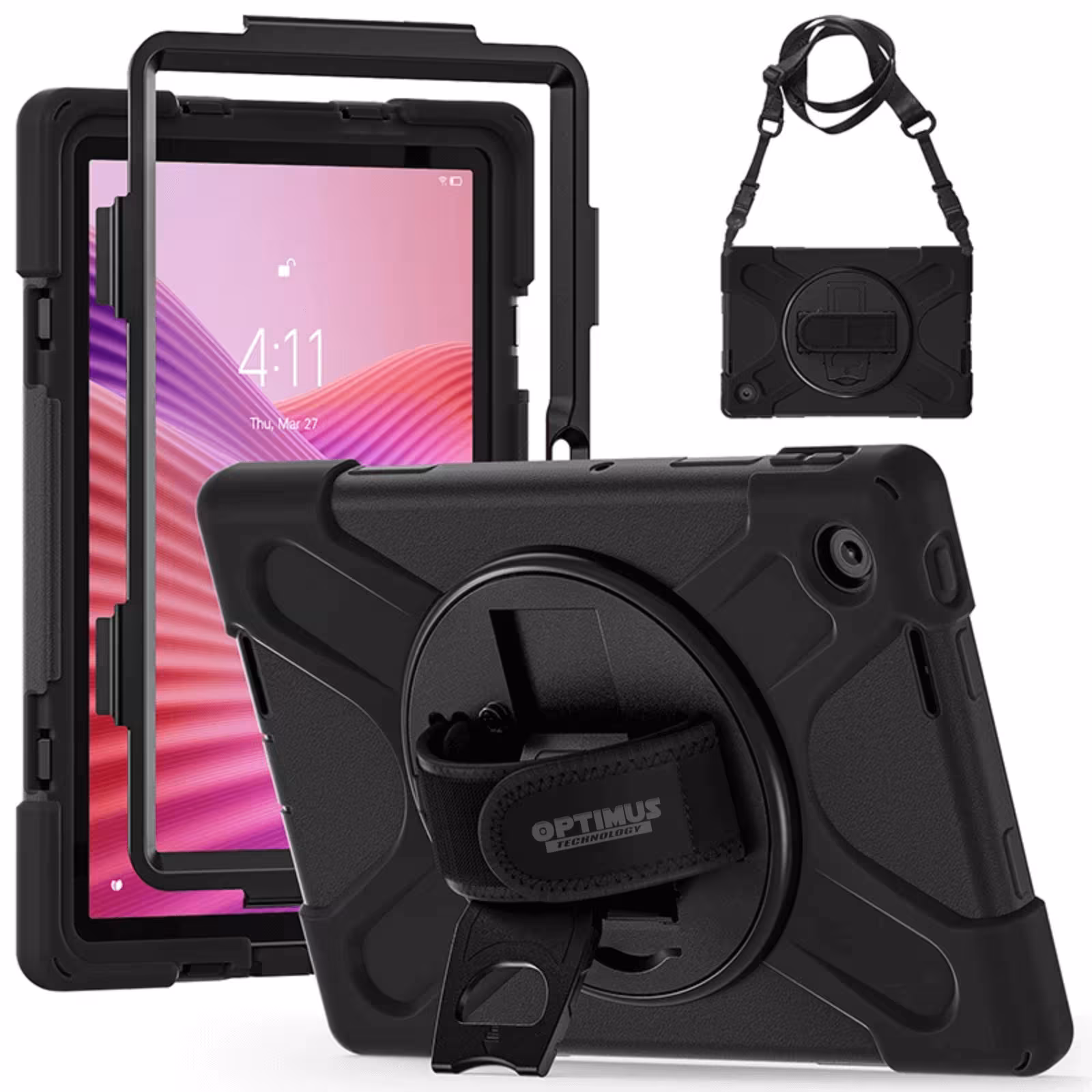 Estuche De Correa Negro 360 4 Capas Para Lenovo Tab 10.1" Pulgadas Tb-311FU / TB-311 v1