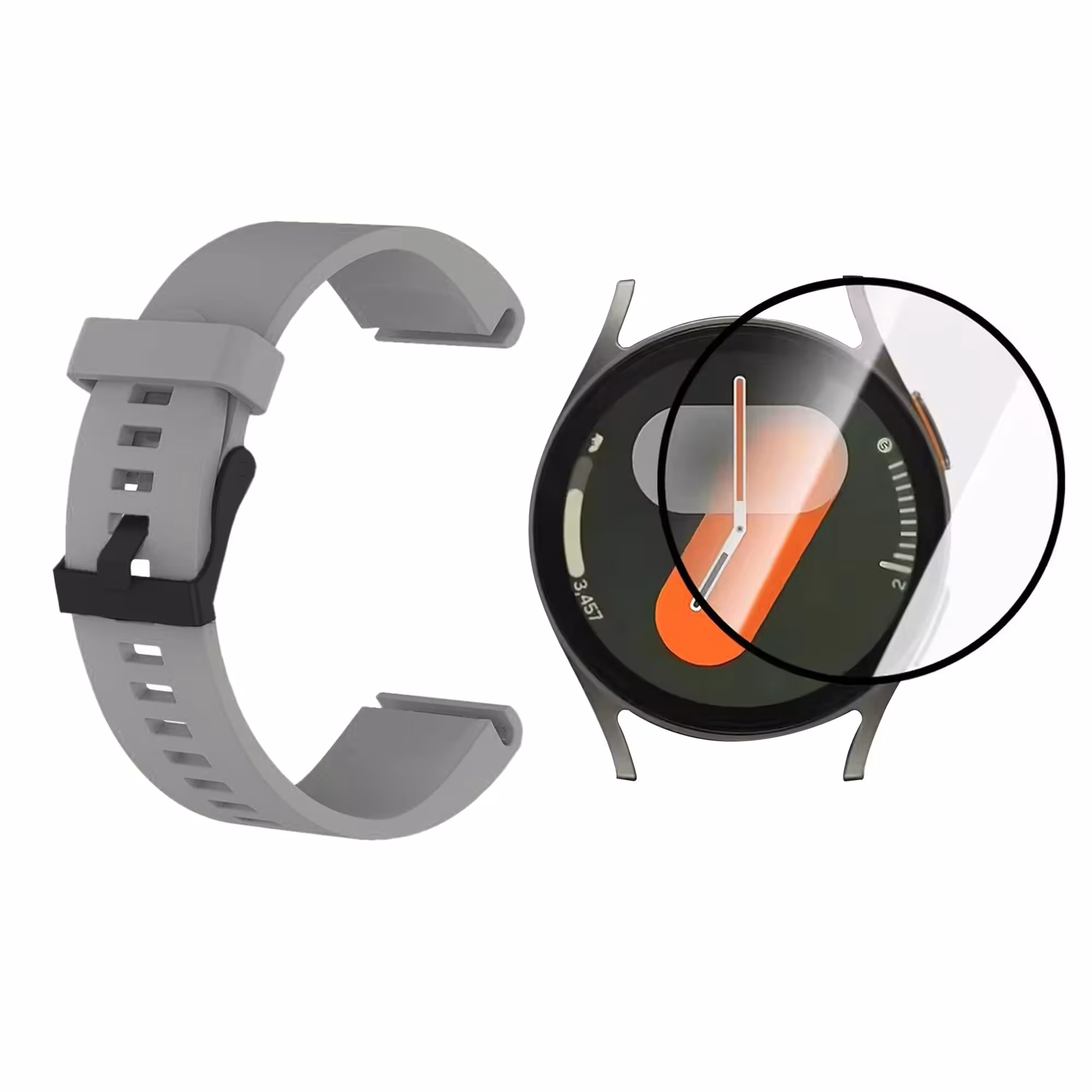 KIT Correa Manilla de goma hebilla negra y Vidrio templado cerámico para Reloj Smartwatch Samsung Galaxy Watch7 40mm