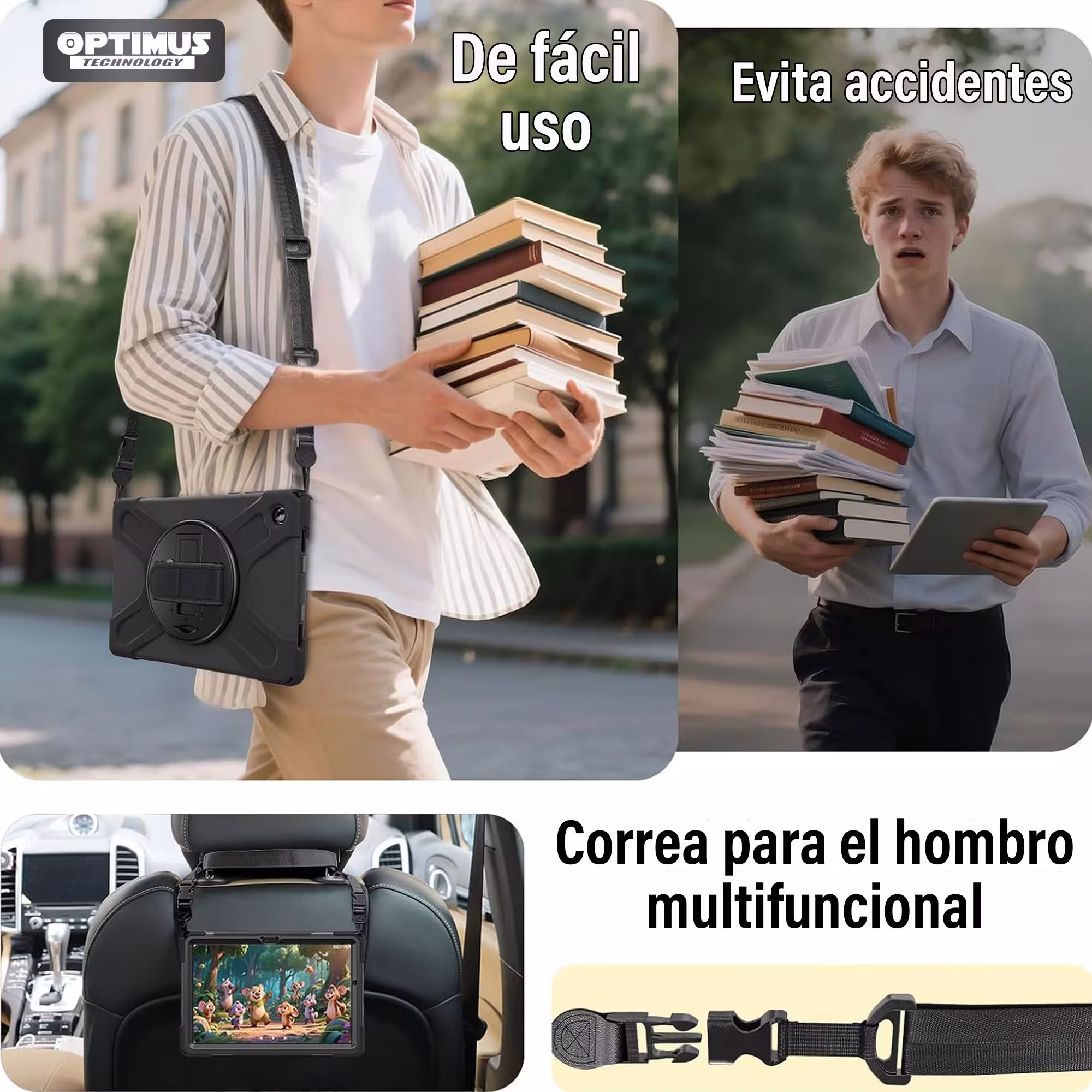Estuche Forro Case antishock de correa con soporte de 360° Anti golpes para Samsung Galaxy Tab A11 Plus 2025 SM-X230 SM-X236