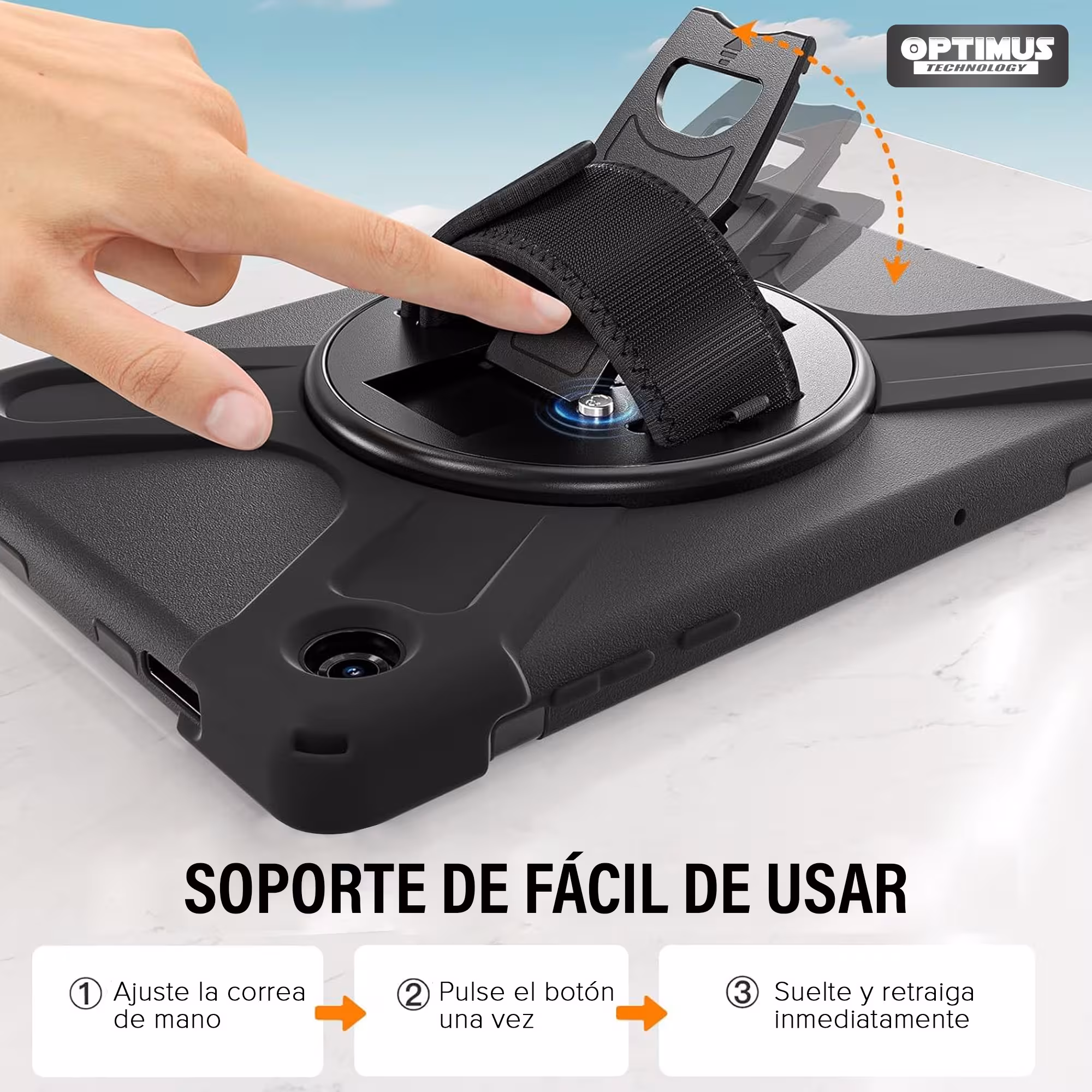 Estuche Forro Case antishock de correa con soporte de 360° Anti golpes para Samsung Galaxy Tab A11 Plus 2025 SM-X230 SM-X236