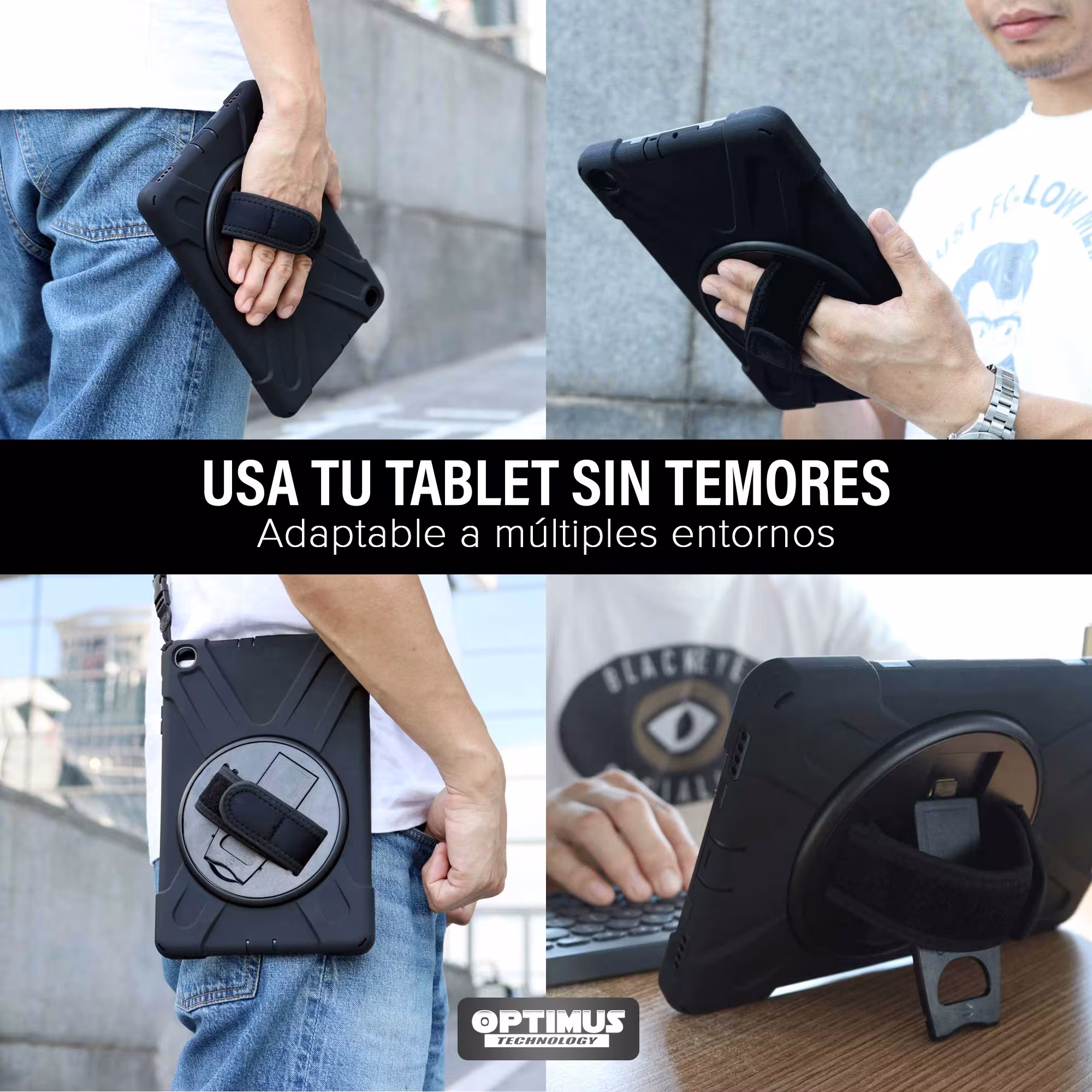 Estuche Forro Case antishock de correa con soporte de 360° Anti golpes para Samsung Galaxy Tab A11 Plus 2025 SM-X230 SM-X236