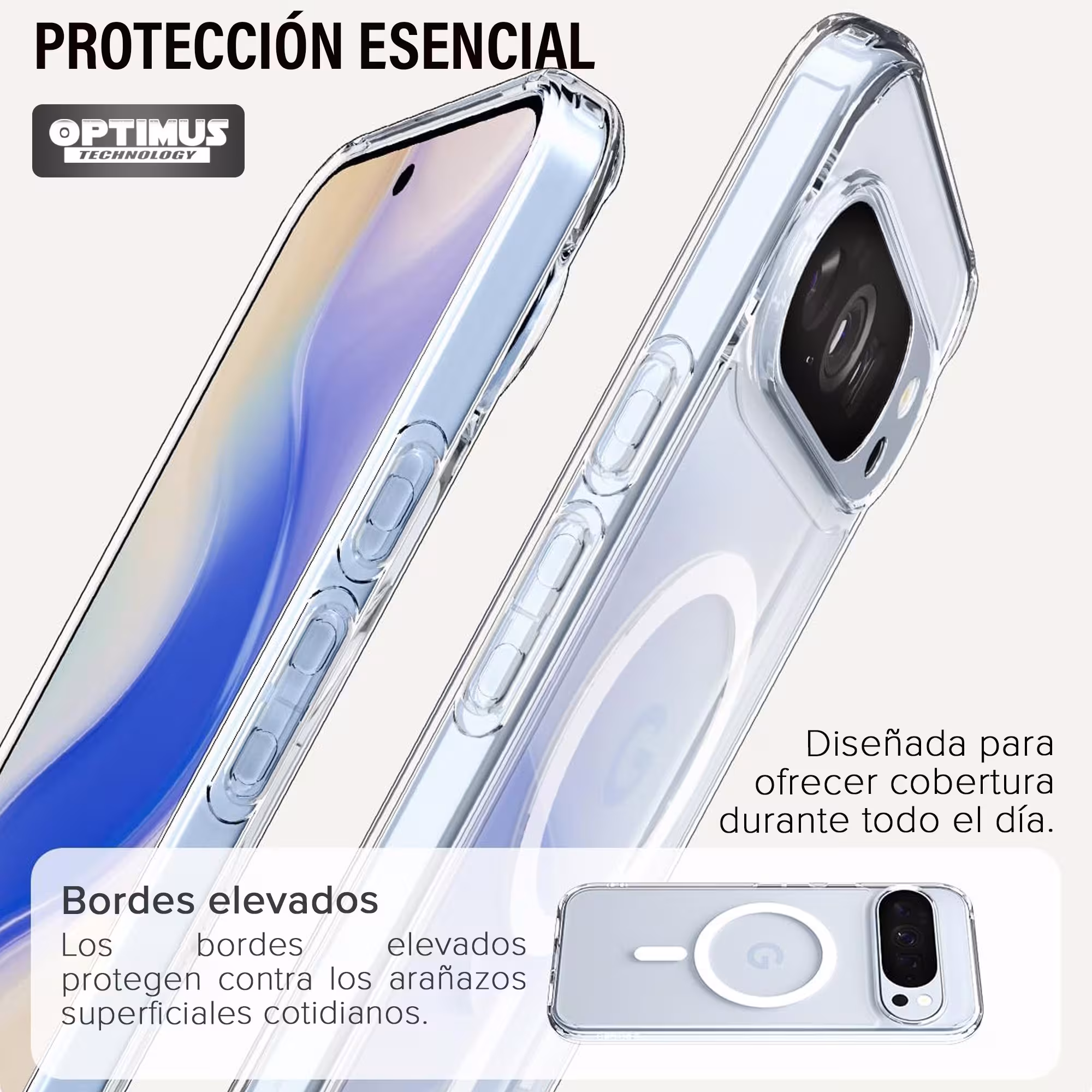 Estuche Forro transparente con tecnología MagSafe anticaída para Google Pixel 10 Pro 2025