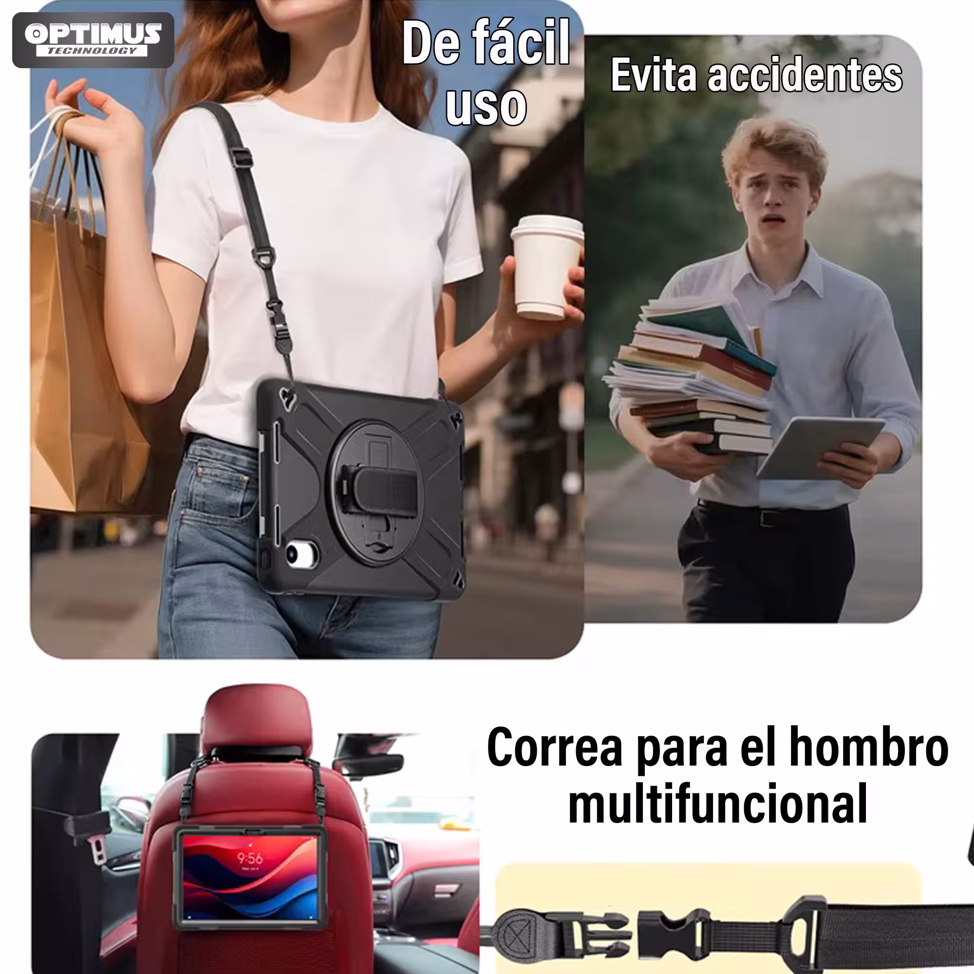 Estuche Antishock con correa y soporte giratorio de 360° Anti golpes para Lenovo Idea Tab 11 Pulgadas 2025 TB336FU TB-336ZU