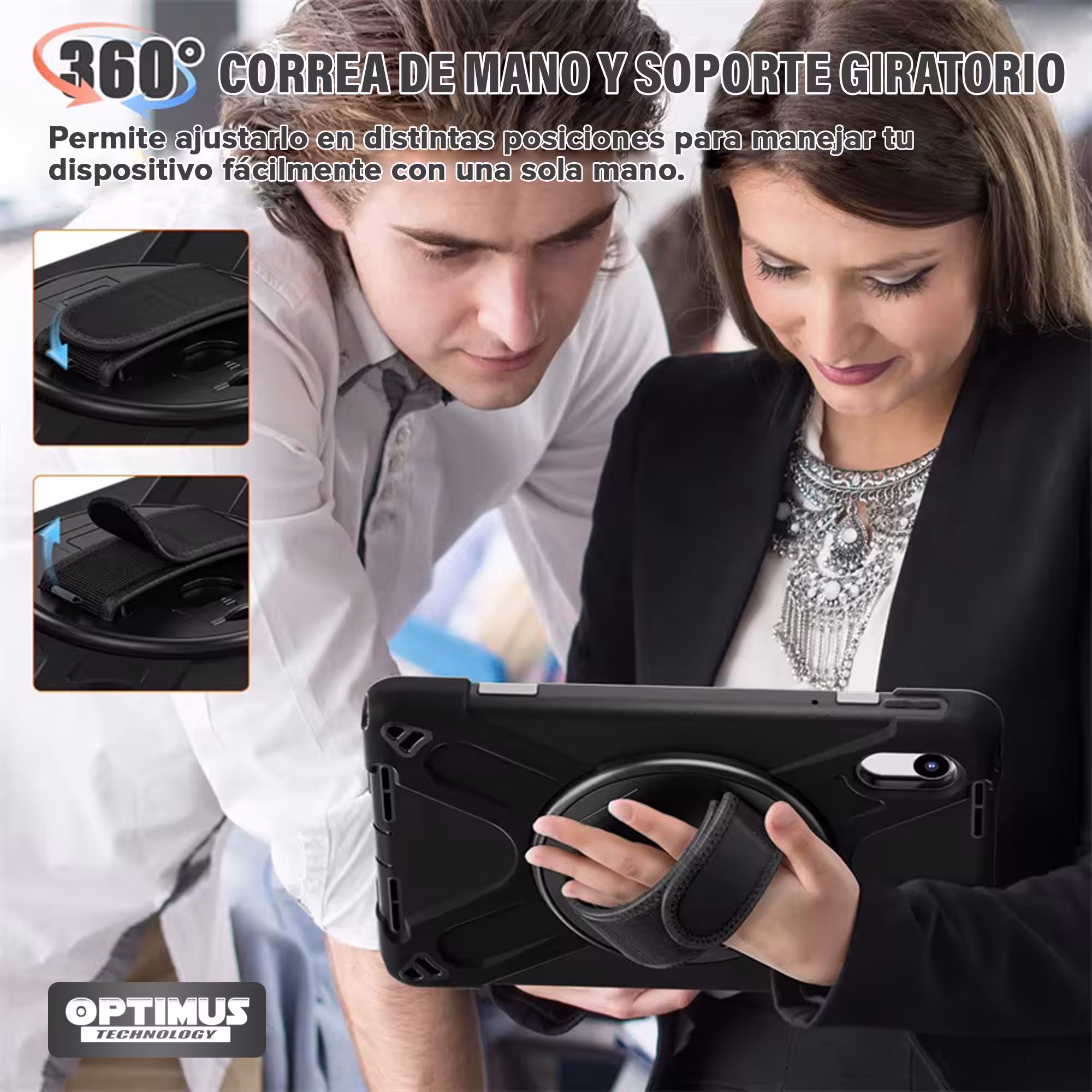 Estuche Antishock con correa y soporte giratorio de 360° Anti golpes para Lenovo Idea Tab 11 Pulgadas 2025 TB336FU TB-336ZU