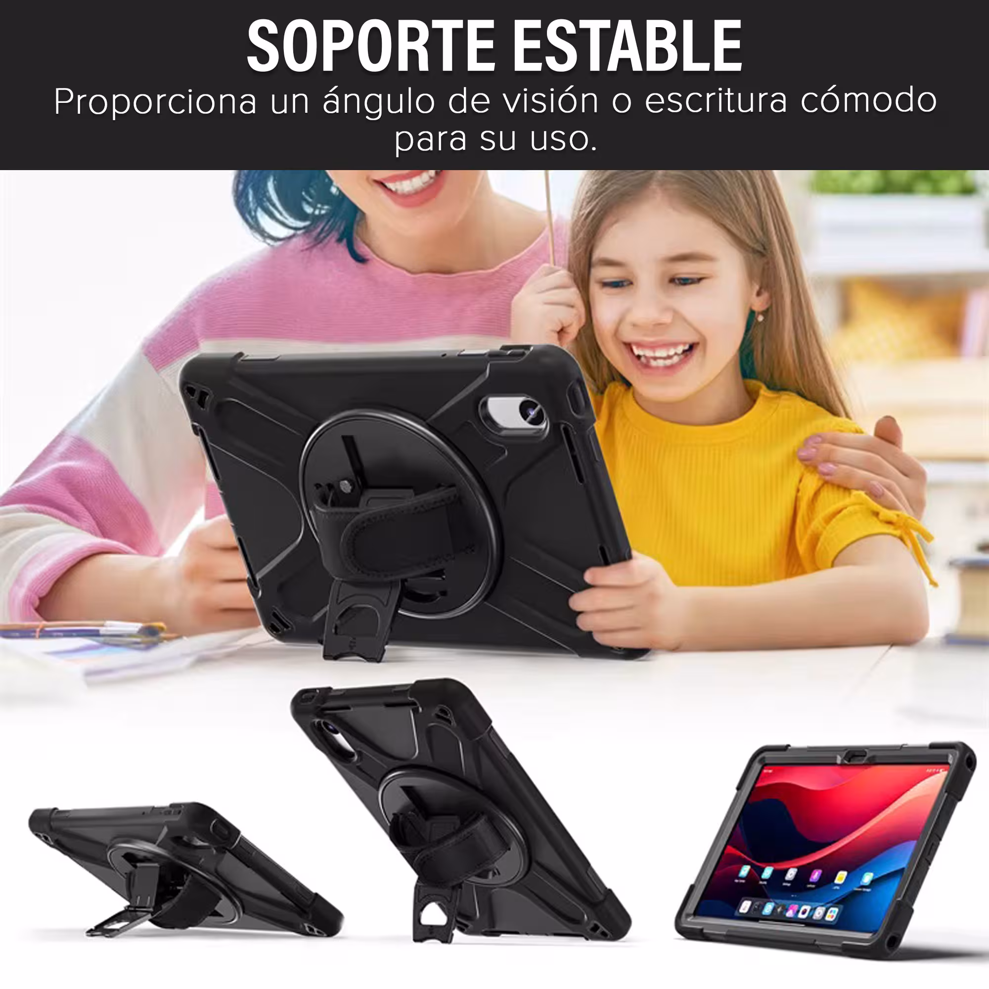 Estuche Antishock con correa y soporte giratorio de 360° Anti golpes para Lenovo Idea Tab 11 Pulgadas 2025 TB336FU TB-336ZU