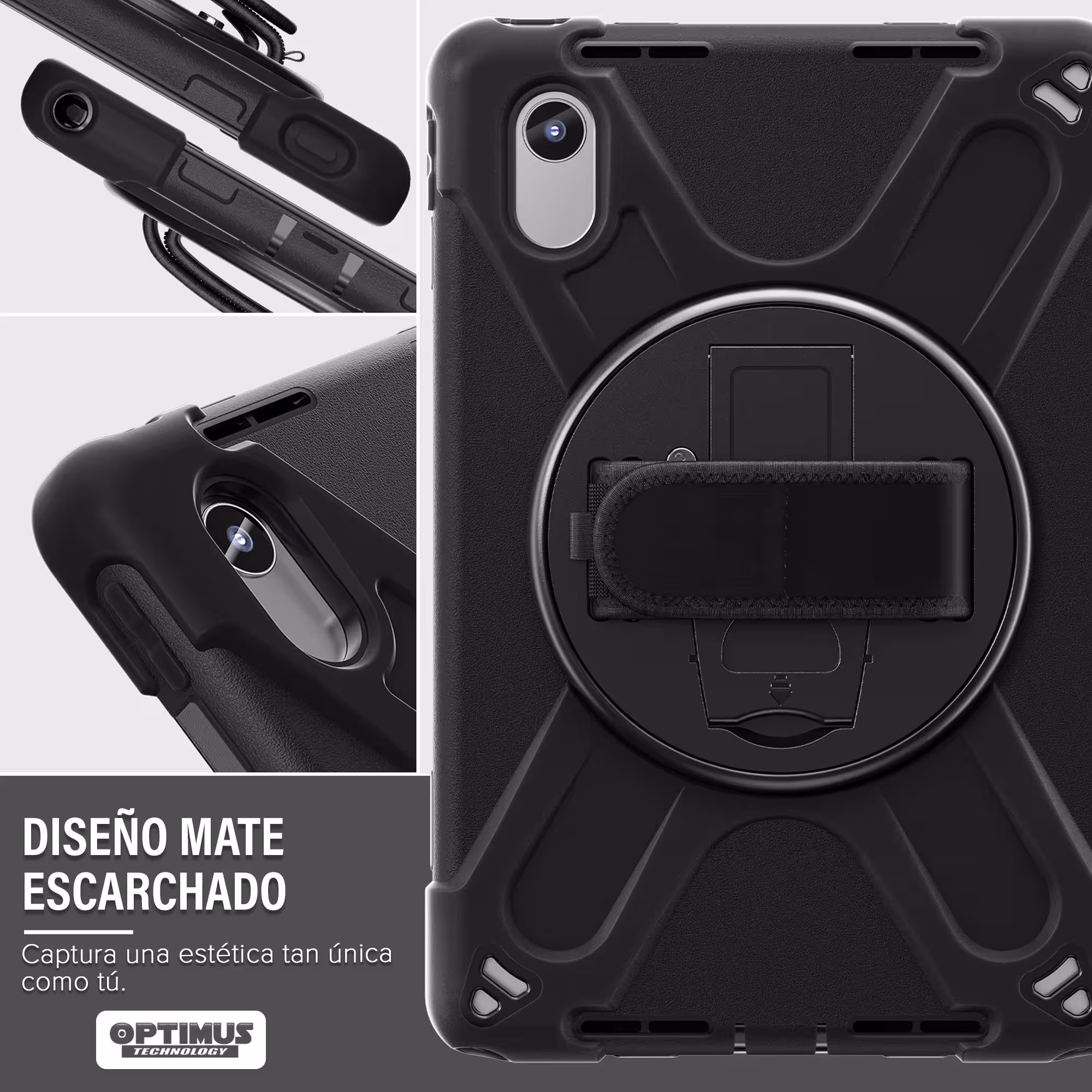 Estuche Antishock con correa y soporte giratorio de 360° Anti golpes para Lenovo Idea Tab 11 Pulgadas 2025 TB336FU TB-336ZU