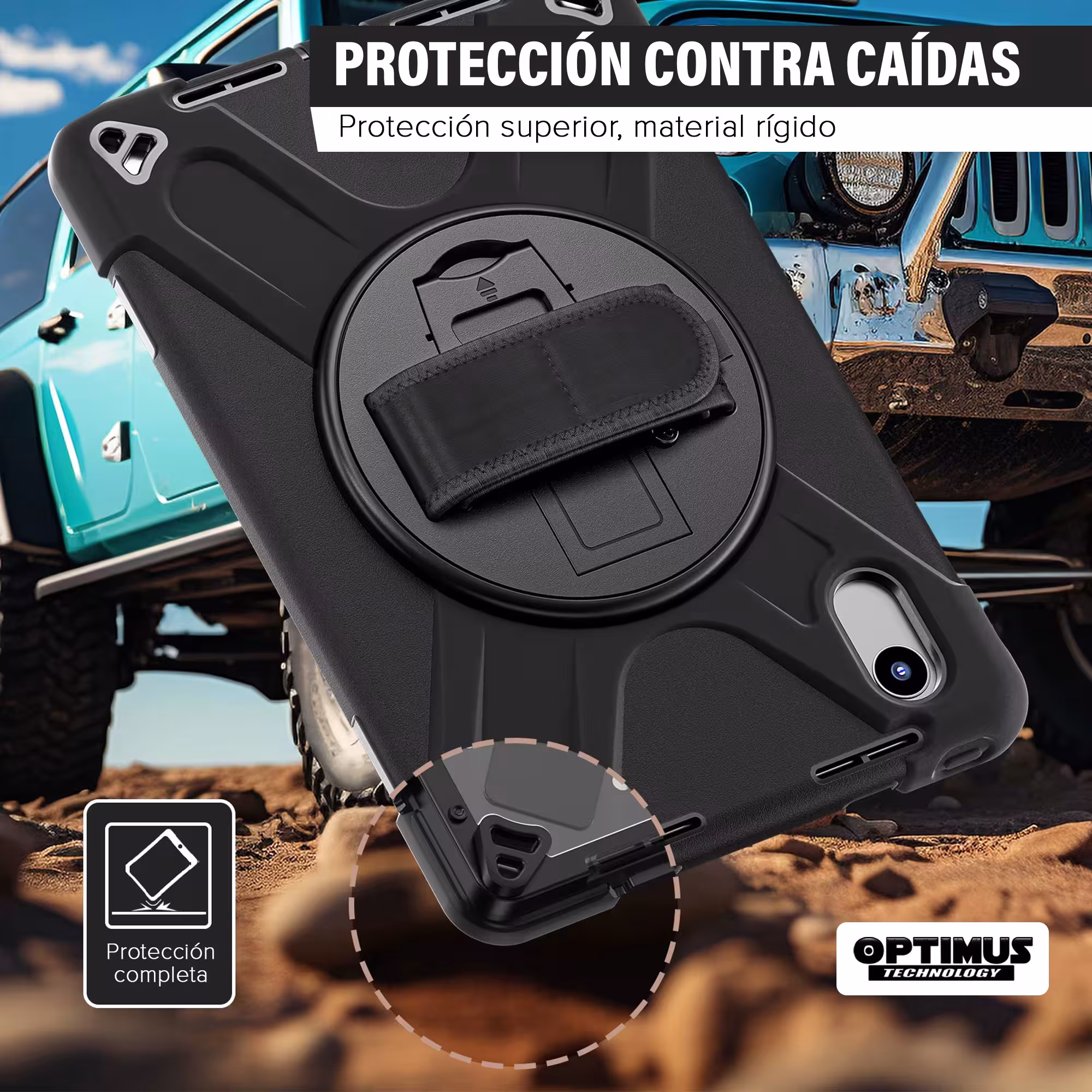 Estuche Antishock con correa y soporte giratorio de 360° Anti golpes para Lenovo Idea Tab 11 Pulgadas 2025 TB336FU TB-336ZU