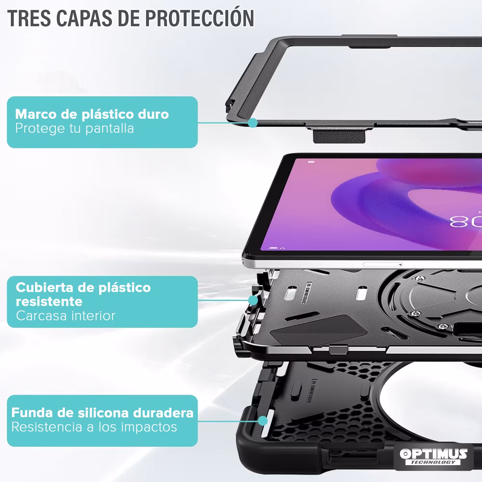 Estuche Case Anti golpes con correa y soporte giratorio de 360° para Lenovo Tab K11 LTE 2024 TB330XU TB330FU ZAEC0027CO