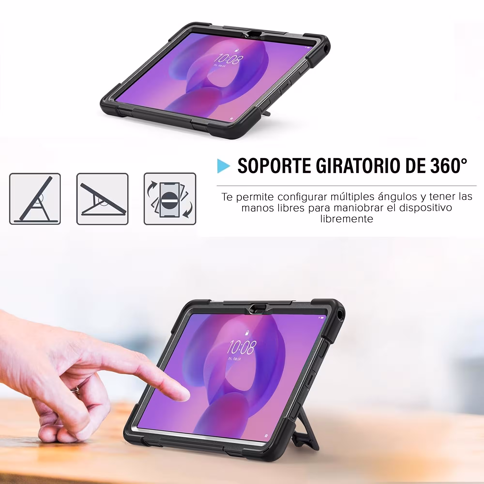 Estuche Case Anti golpes con correa y soporte giratorio de 360° para Lenovo Tab K11 LTE 2024 TB330XU TB330FU ZAEC0027CO