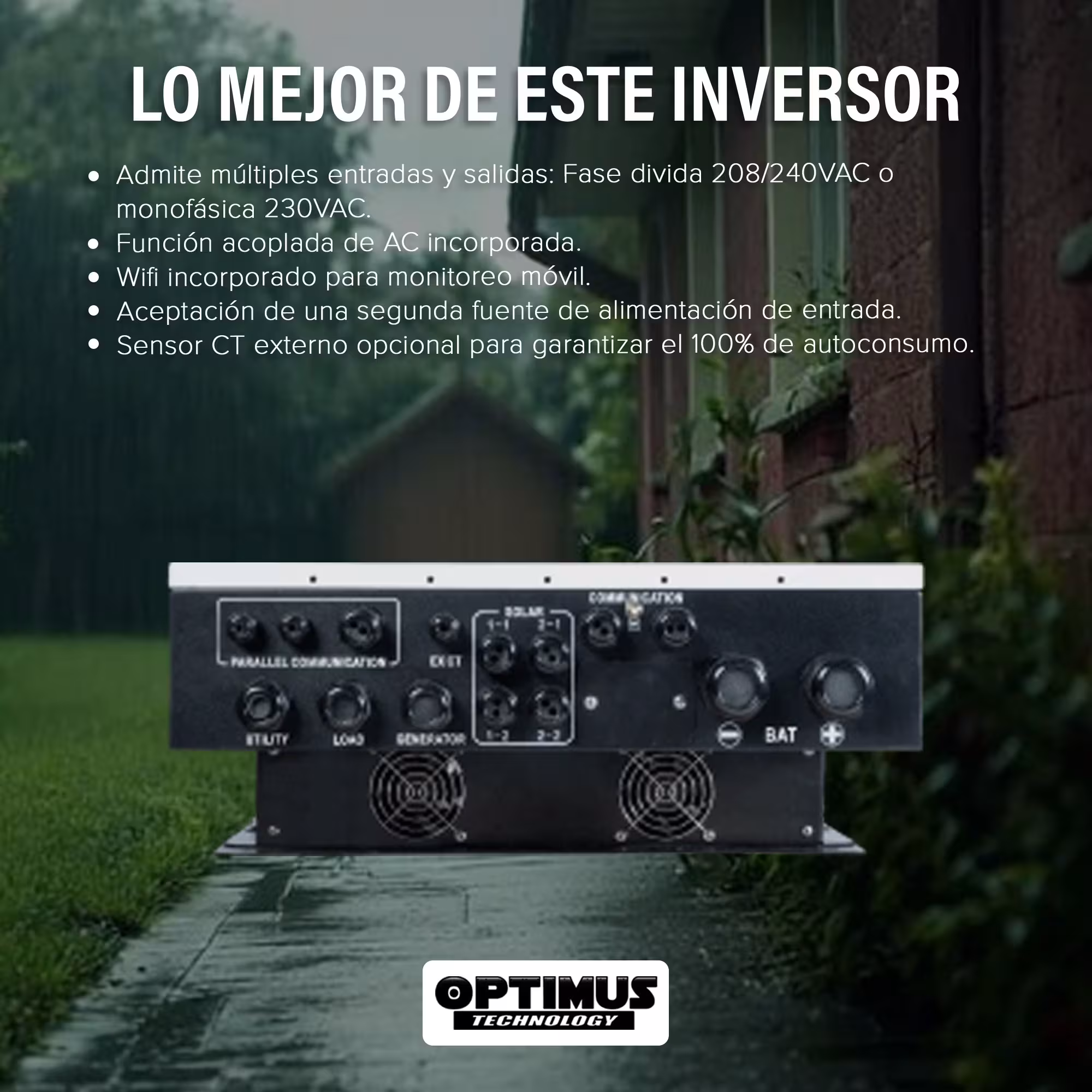 Inversor Solar All In One Powest 12KVA On-Grid UPS Hibrida Fase Partida IP65 Onda sinusoidal Alta eficiencia Uso residencial