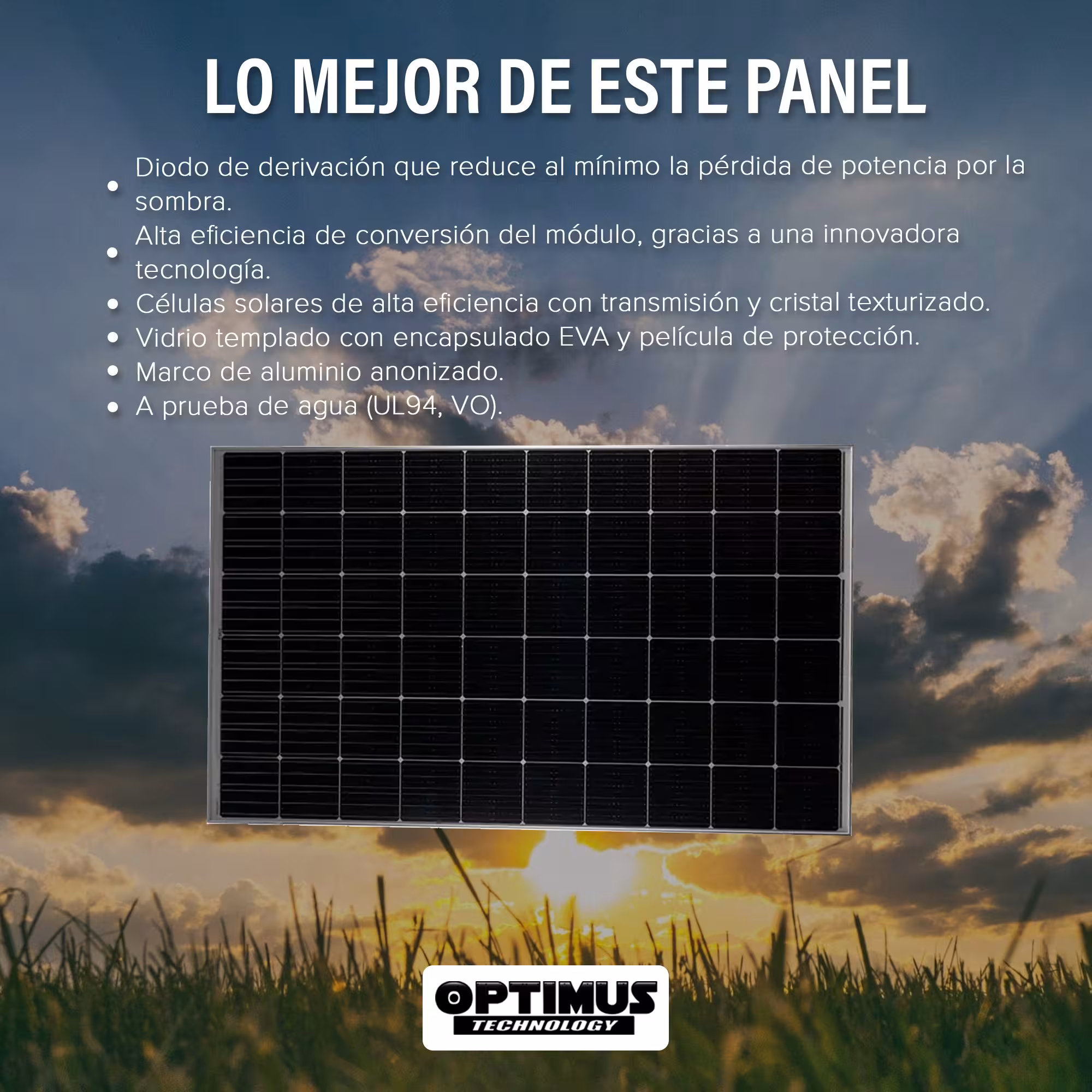 Panel Solar Monocristalino HC PERC 450W Powest Alta Eficiencia Energía Solar para Sistemas Fotovoltaicos Hogares Fincas