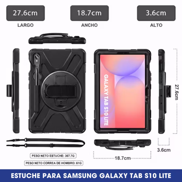 Estuche de Correa Con Manija 360° para Samsung Galaxy Tab S9 FE 10.9 Pulgadas (2025/2026) SM-X510 / SM-X516B, vista 7