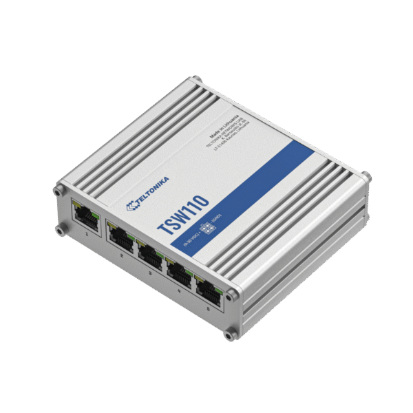 Teltonika TSW110 Switch Ethernet Industrial Gigabit de 5 Puertos 10/100/1000 | Montaje DIN y Pared