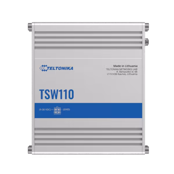 Teltonika TSW110 Switch Ethernet Industrial Gigabit de 5 Puertos 10/100/1000 | Montaje DIN y Pared, vista 2