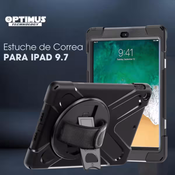 Estuche Protector con Correa para iPad 9.7 A1822 / A1893 / A1823 / A1954 360 3 Capas Soporte, vista 2