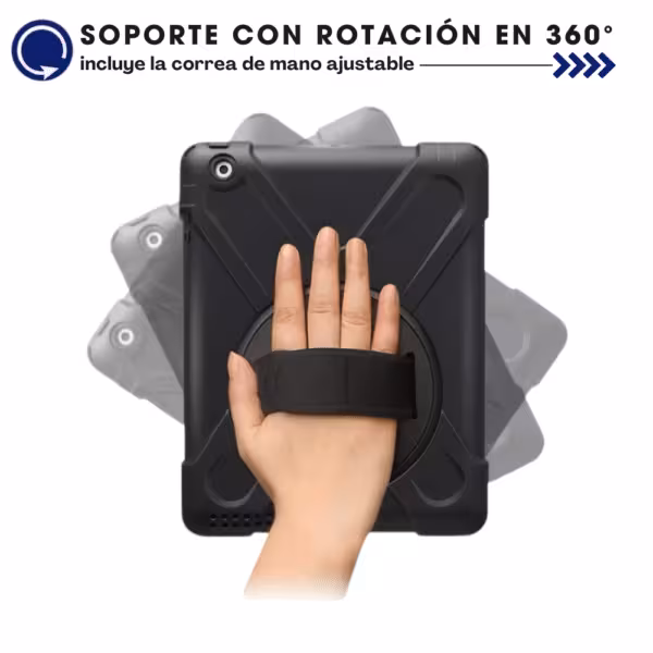 Estuche Protector con Correa para iPad 9.7 A1822 / A1893 / A1823 / A1954 360 3 Capas Soporte, vista 3
