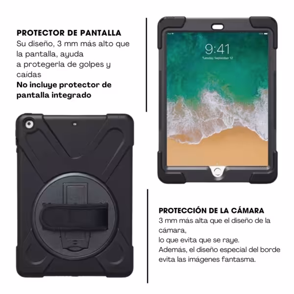 Estuche Protector con Correa para iPad 9.7 A1822 / A1893 / A1823 / A1954 360 3 Capas Soporte, vista 4