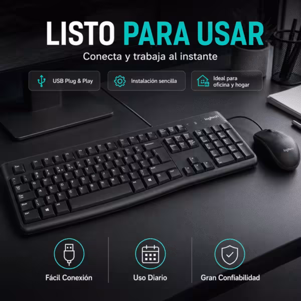 Teclado y ratón Logitech MK120 | Versión Español | USB Cable Teclado / USB Cable Mouse Óptico de 1000 DPI, vista 6