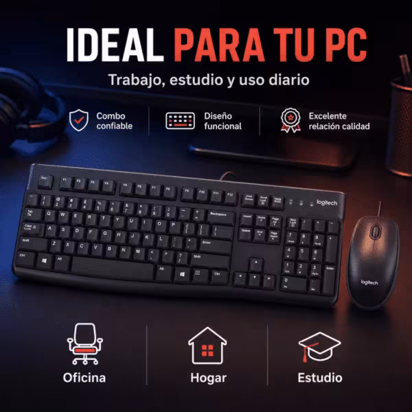 Teclado y ratón Logitech MK120 | Versión Español | USB Cable Teclado / USB Cable Mouse Óptico de 1000 DPI, vista 3