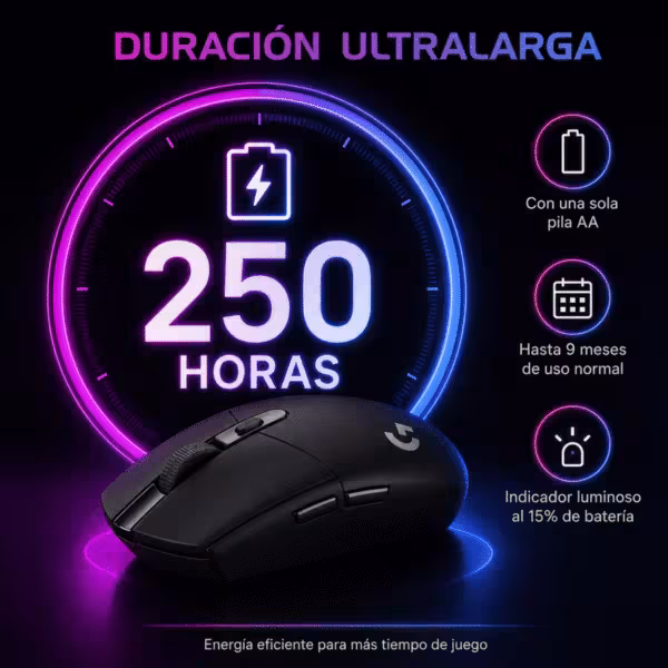 Ratón Mouse Gaming LOGITECH G305 Inalámbrico Negro 12000 DPI, vista 2