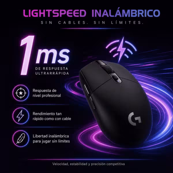 Ratón Mouse Gaming LOGITECH G305 Inalámbrico Negro 12000 DPI, vista 5