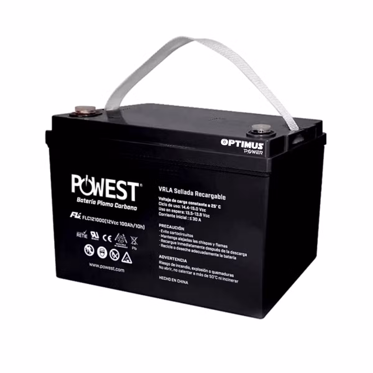 Batería Plomo Carbono POWEST 12V 100Ah AGM VRLA Ciclo Profundo