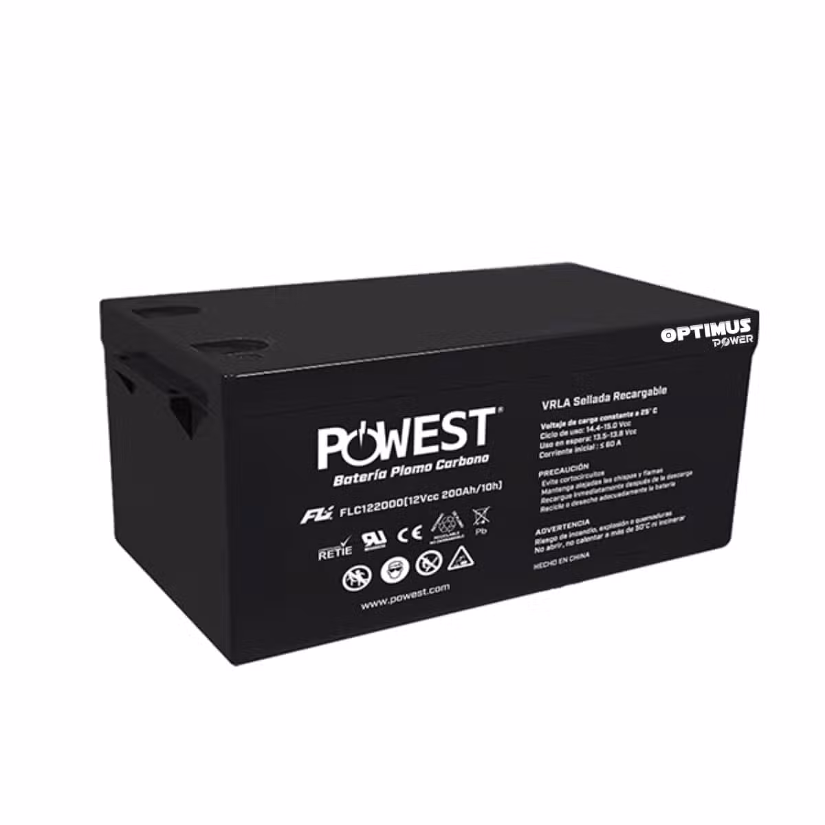 Batería Plomo Carbono POWEST 12V 200Ah AGM VRLA Alta Capacidad