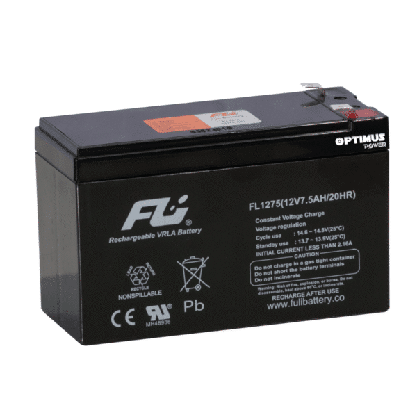Batería Sellada 12V 7.5Ah FL1275GS OPTIMUS - AGM Libre de Mantenimiento