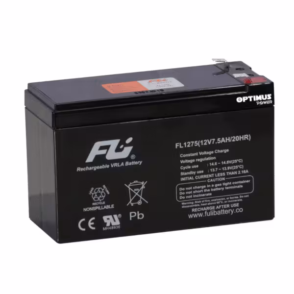 Batería Sellada 12V 7.5Ah FL1275GS OPTIMUS - AGM Libre de Mantenimiento
