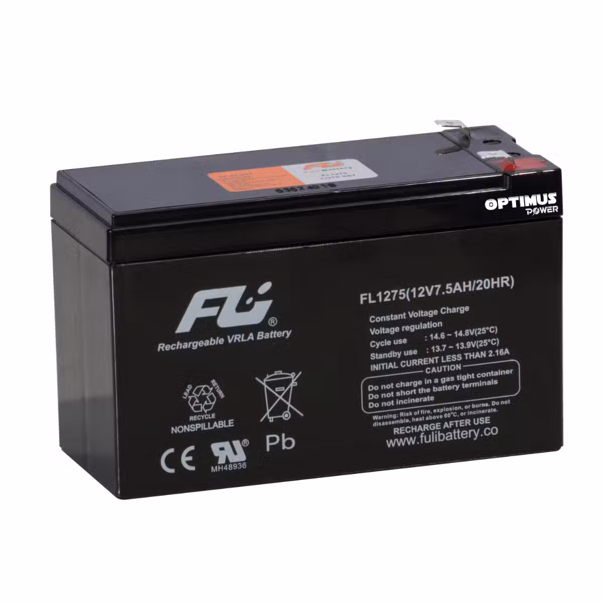 Batería Sellada 12V 7.5Ah FL1275GS OPTIMUS - AGM Libre de Mantenimiento