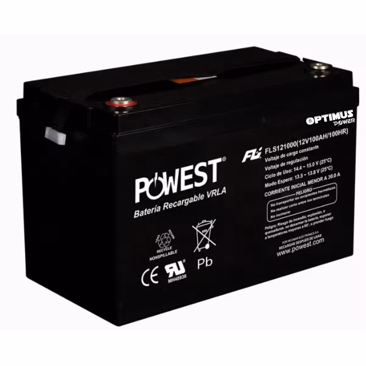 Batería GEL Ciclo Profundo 12V 100Ah POWEST FLS121000DC | Energía Solar | Deep Cycle VRLA | Off-Grid