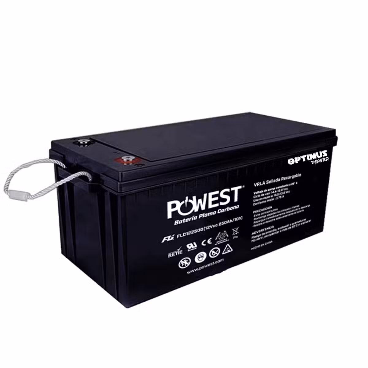 Batería Plomo Carbono POWEST 12V 250Ah AGM VRLA Máxima Capacidad
