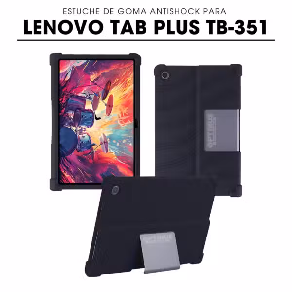 Kit Estuche de Goma Antishock Negro para Lenovo Tab Plus TB-351FU + Teclado 2 en 1 Bluetooth Español, vista 3